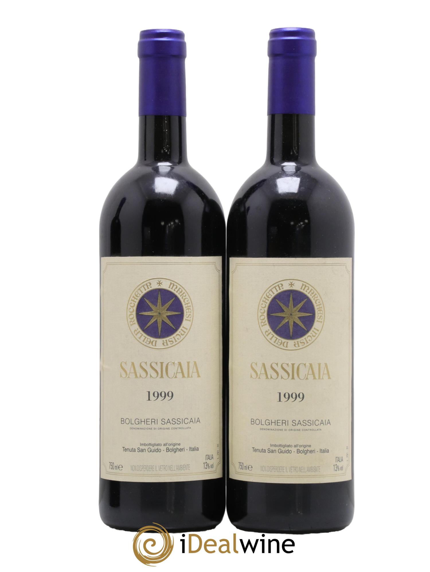 Bolgheri DOC Sassicaia Tenuta San Guido  1999 - Posten von 2 Flaschen - 0