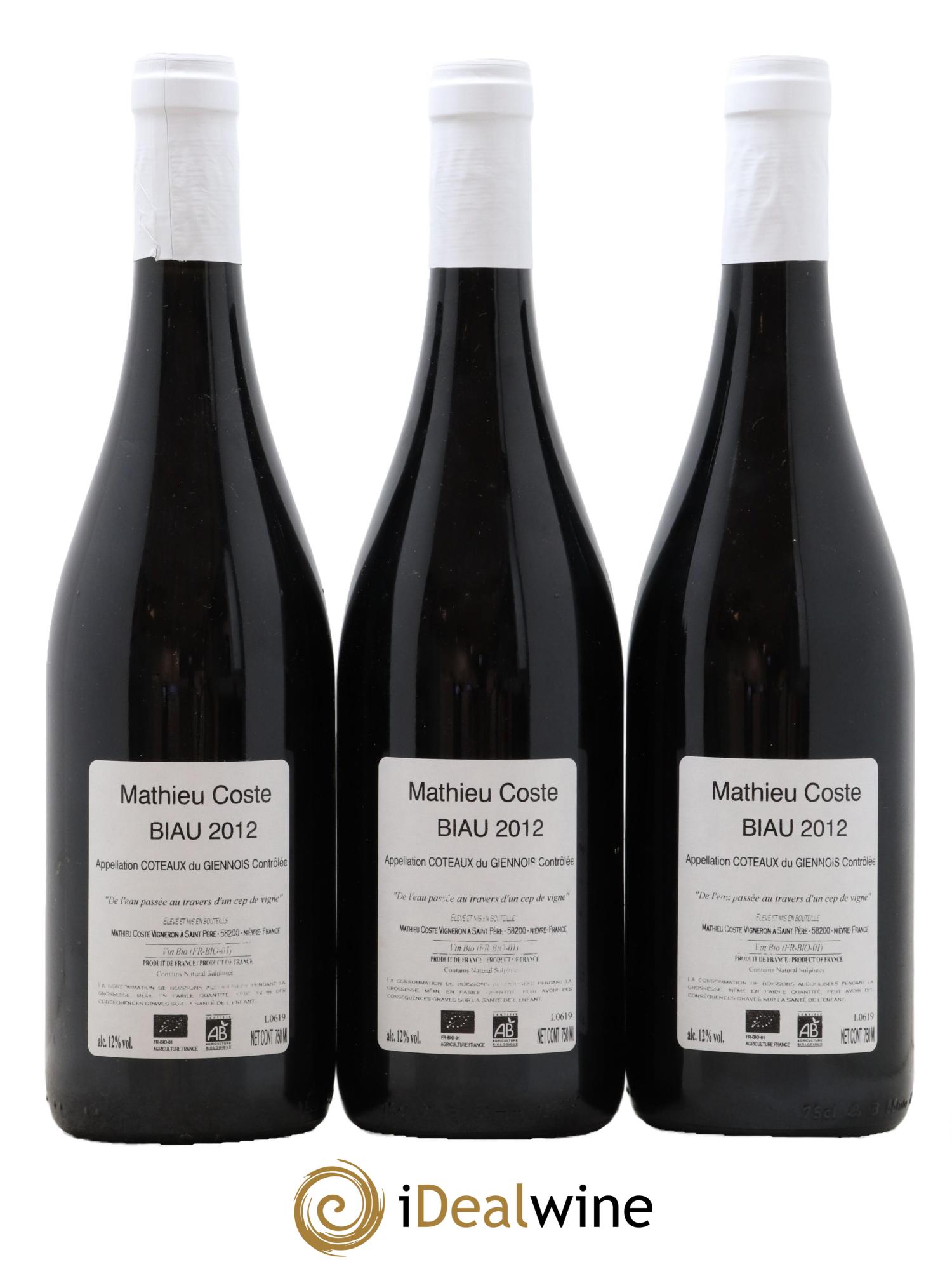 Vin de France Biau Mathieu Coste 2012 - Lot de 3 bouteilles - 1