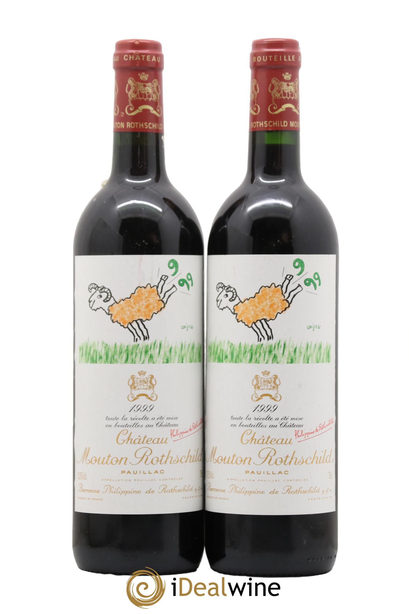 Château Mouton Rothschild 1er Grand Cru Classé 1999 - Lot de 2 bouteilles - 0