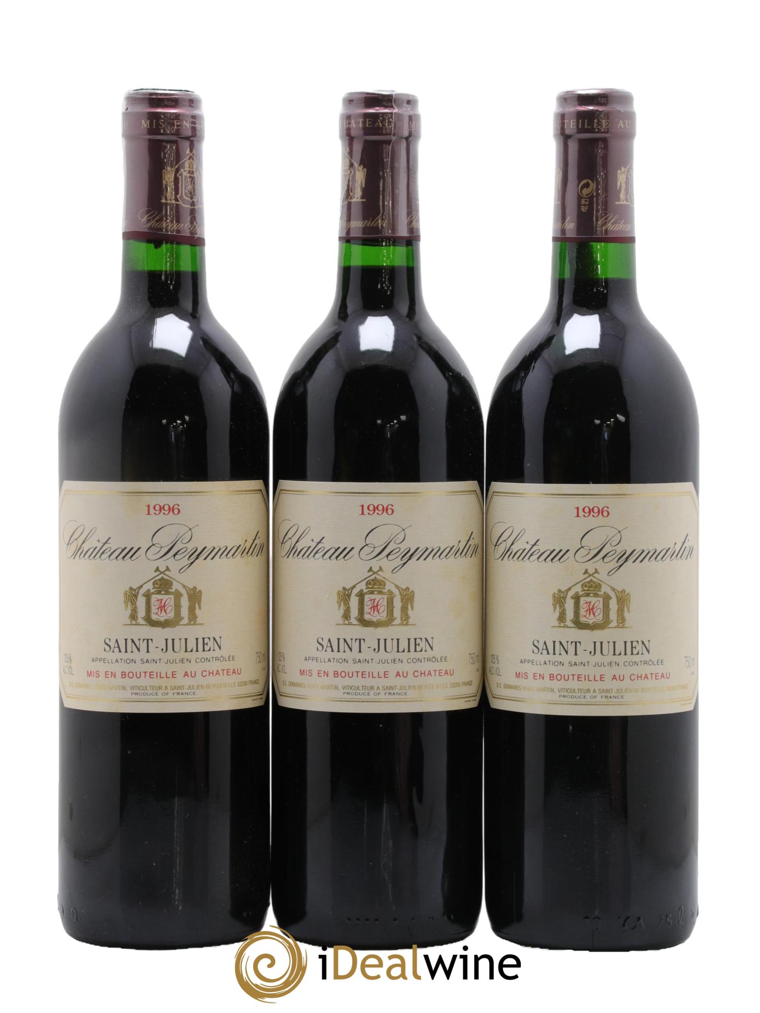 Saint-Julien Chateau Peymartin 1996 - Lot de 3 bouteilles - 0