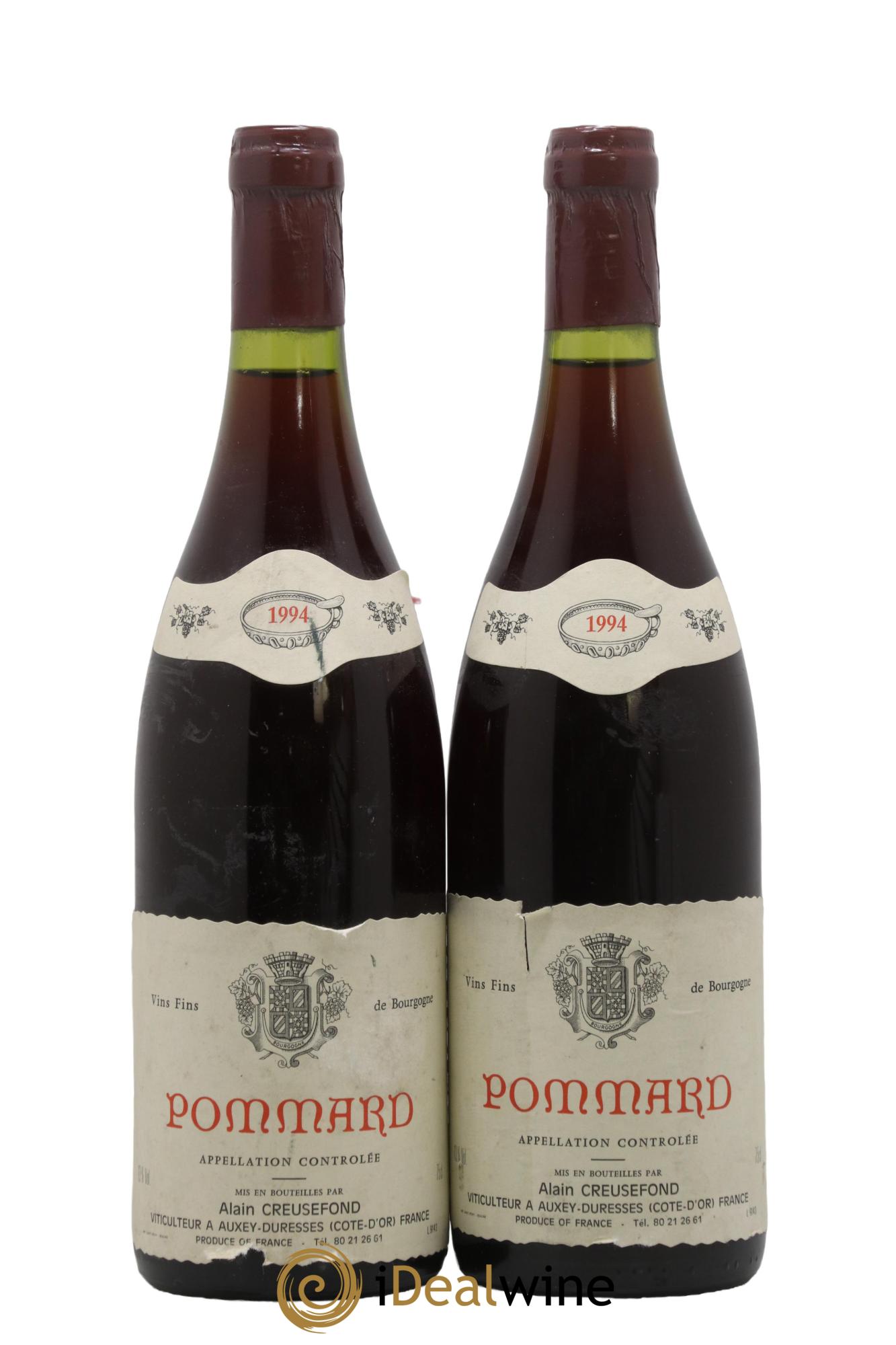 Pommard Domaine Alain Creusefond 1994 - Lot of 2 bottles - 0