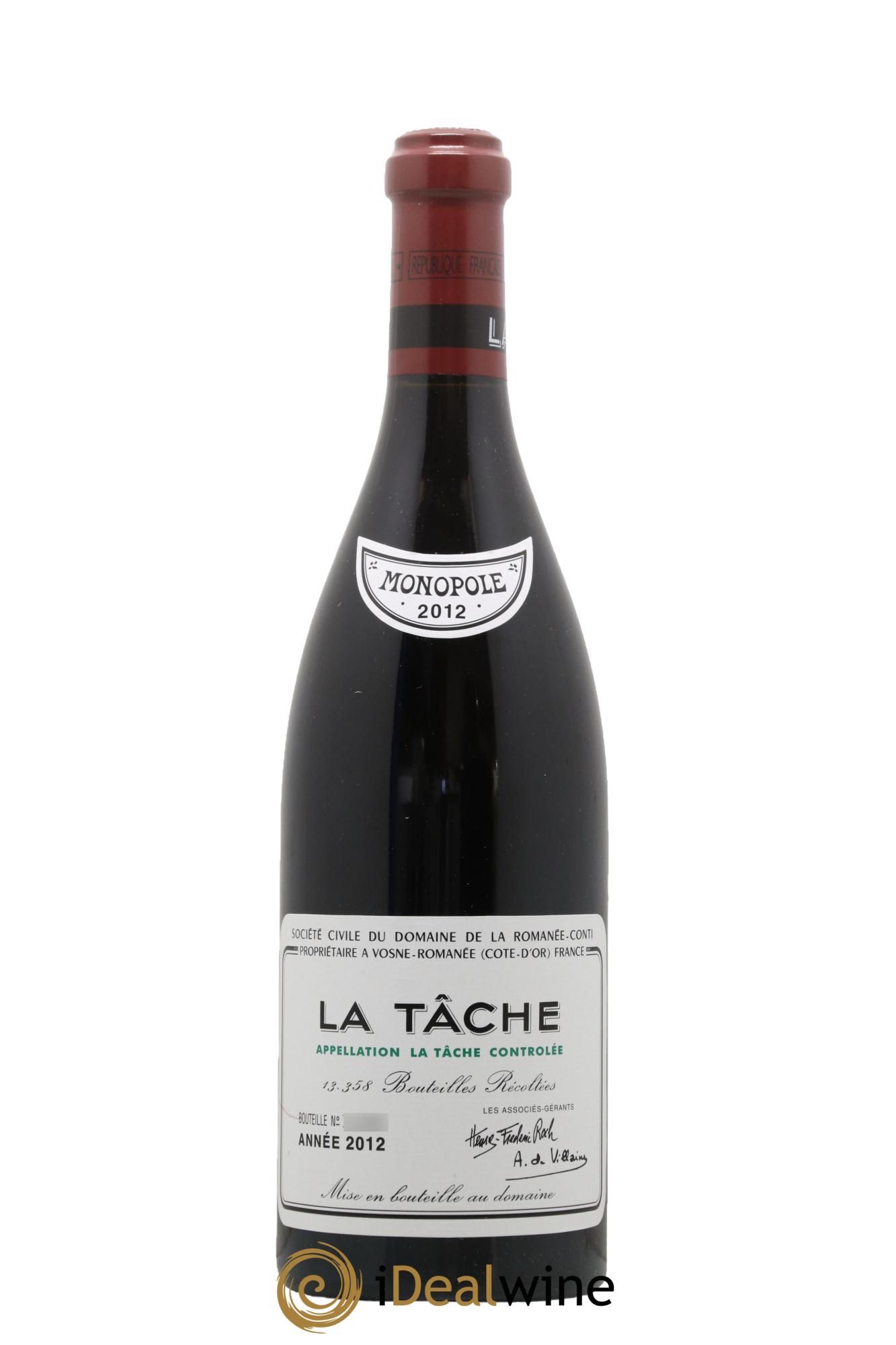 La Tâche Grand Cru Domaine de la Romanée-Conti 2012 - Lot de 1 bouteille - 0