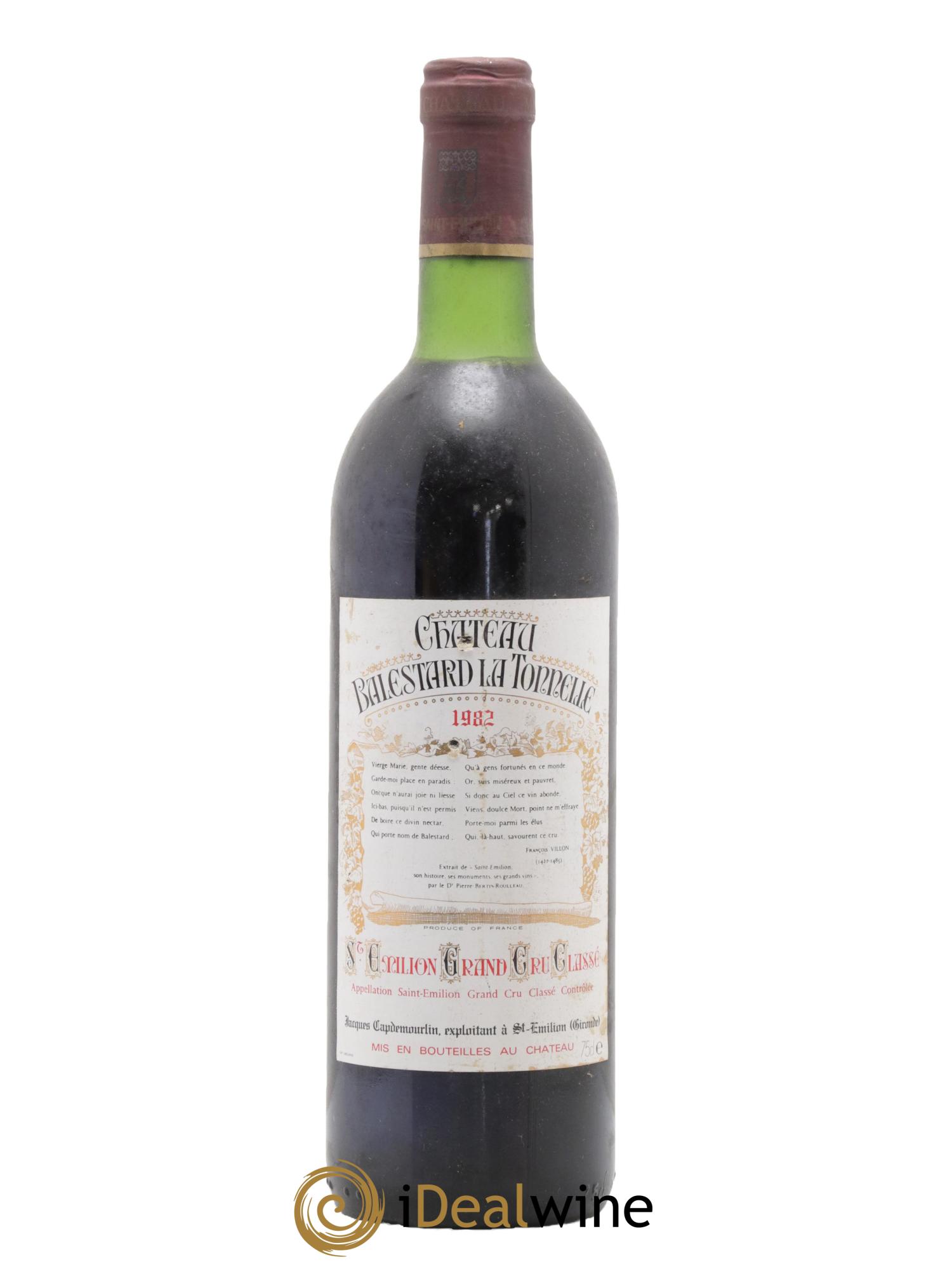 Château Balestard la Tonnelle Grand Cru Classé 1982 - Posten von 1 Flasche - 0