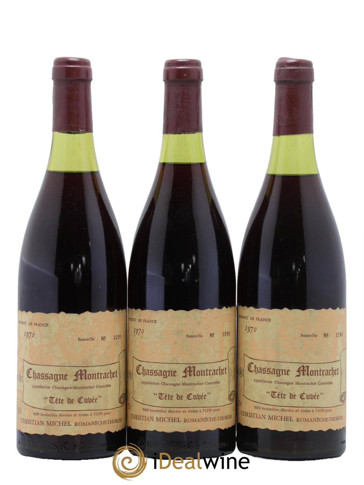 Chassagne-Montrachet Tete de Cuvee Cristian Michel 1970 - Lot de 3 bouteilles - 0