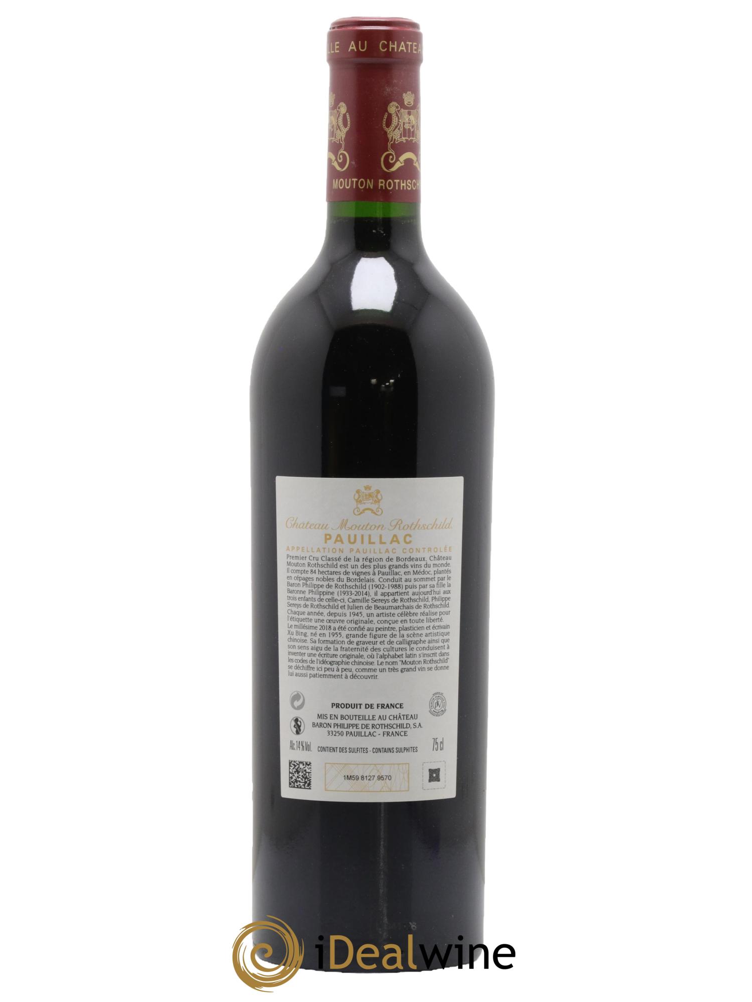 Château Mouton Rothschild 1er Grand Cru Classé 2018 - Lot de 1 bouteille - 1