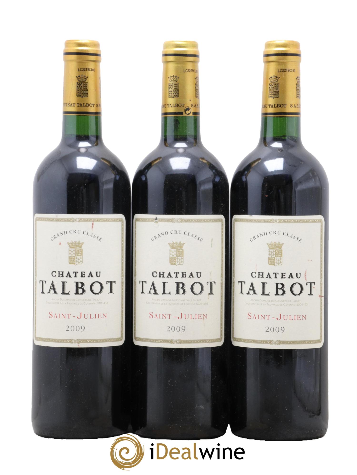 Château Talbot 4ème Grand Cru Classé 2009 - Lot of 3 bottles - 0