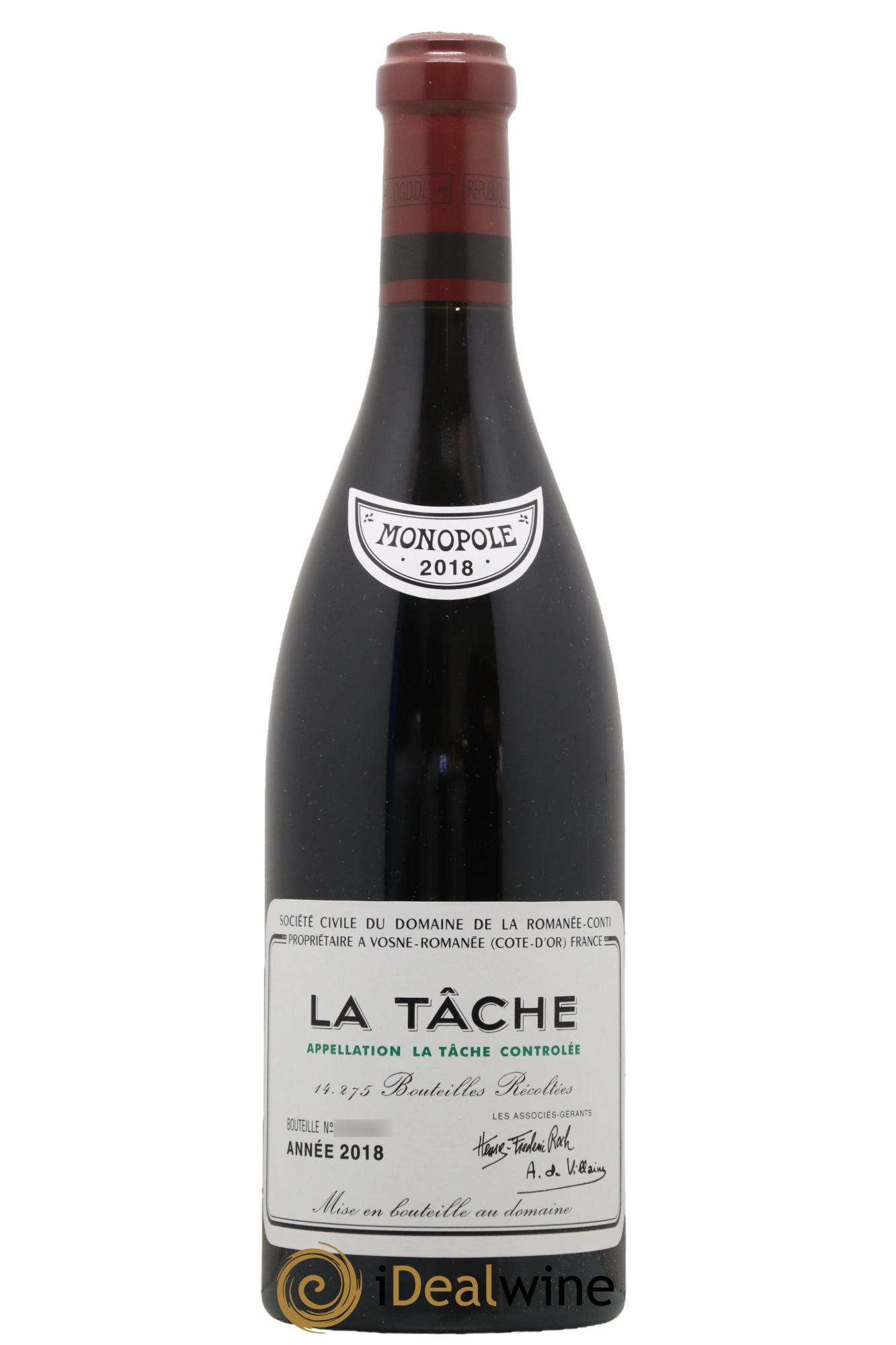 La Tâche Grand Cru Domaine de la Romanée-Conti 2018 - Lot de 1 bouteille - 0