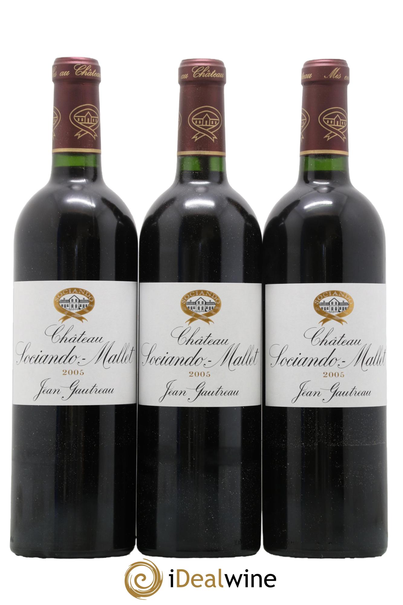 Château Sociando Mallet 2005 - Lot de 3 bouteilles - 0