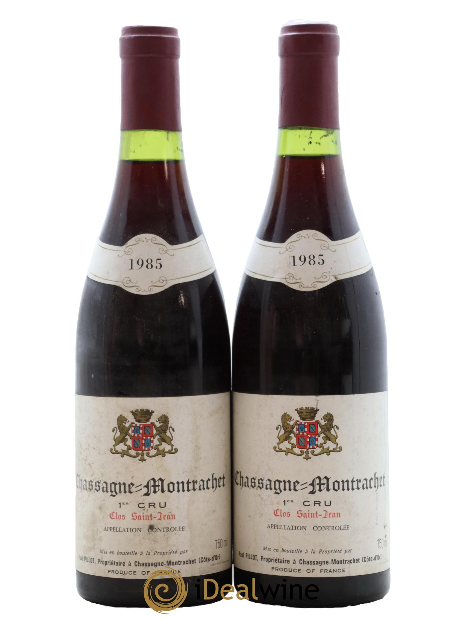 Chassagne-Montrachet 1er Cru Clos Saint-Jean Paul Pillot (Domaine) 1985 - Lot of 2 bottles - 0