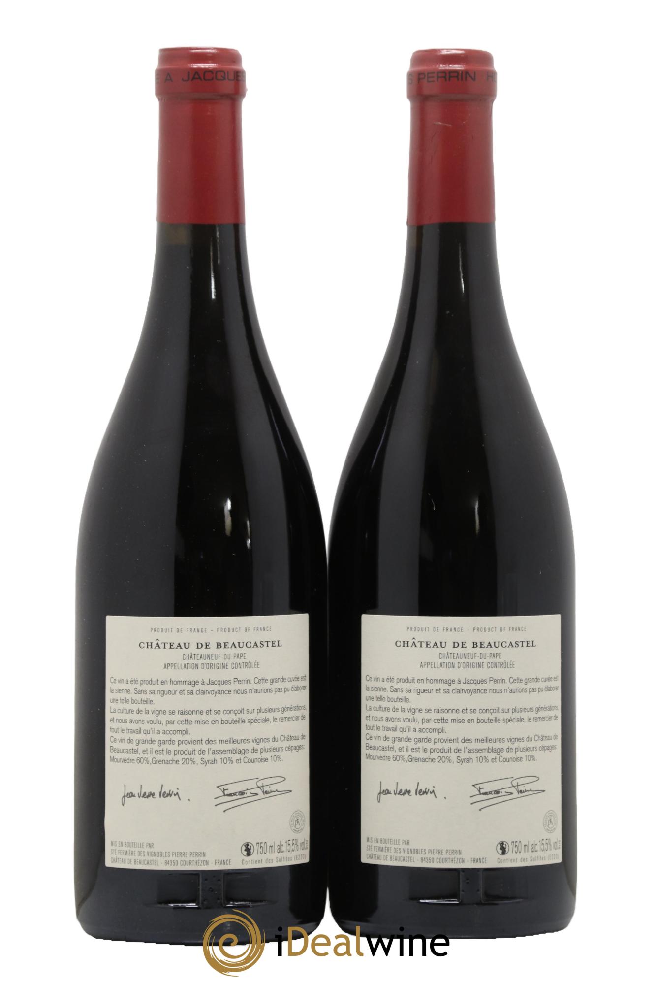 Châteauneuf-du-Pape Château de Château de Beaucastel Hommage à Jacques Perrin Famille Perrin 2011 - Lot of 2 bottles - 2