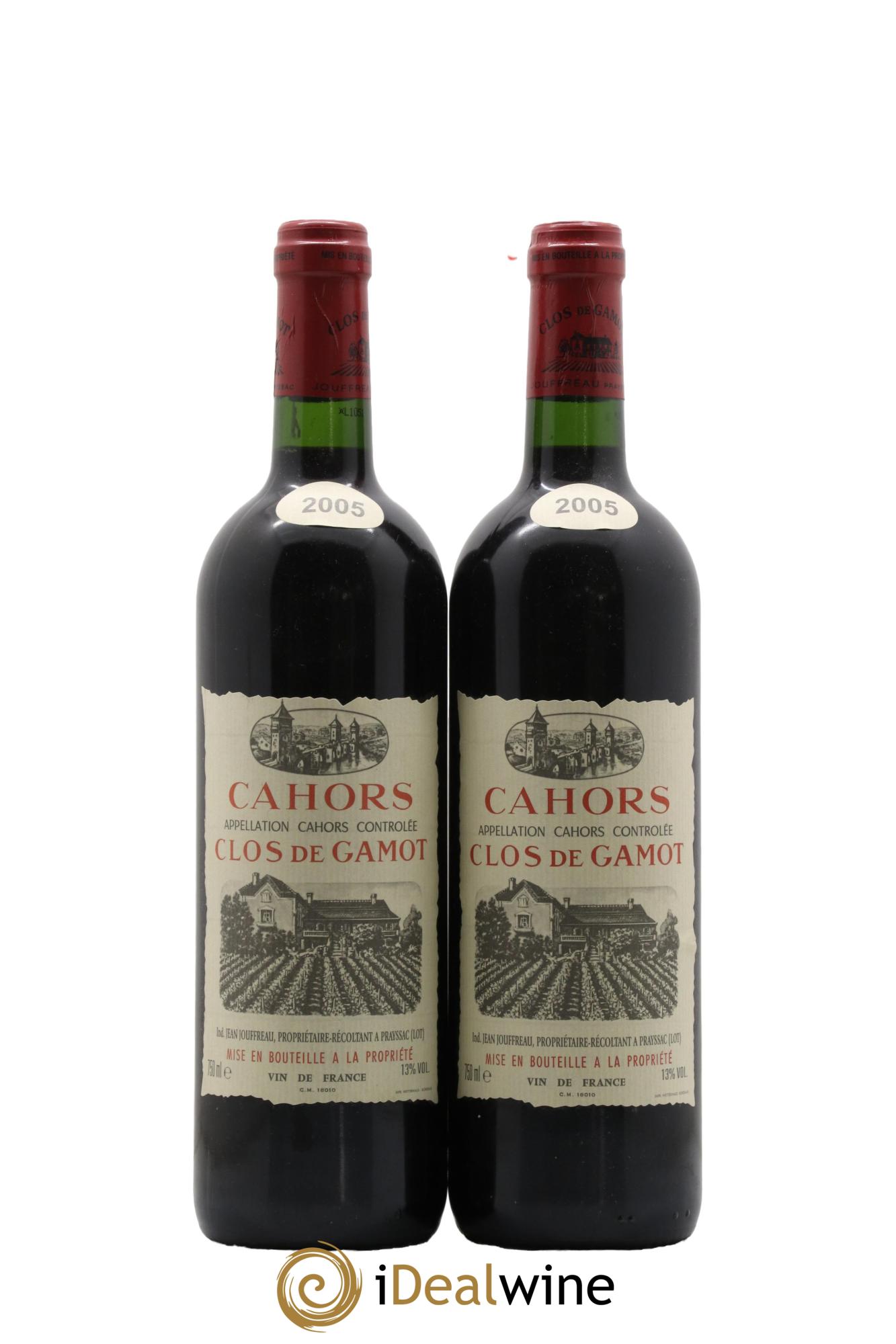 Cahors Clos de Gamot famille Jouffreau 2005 - Lotto di 2 bottiglie - 0