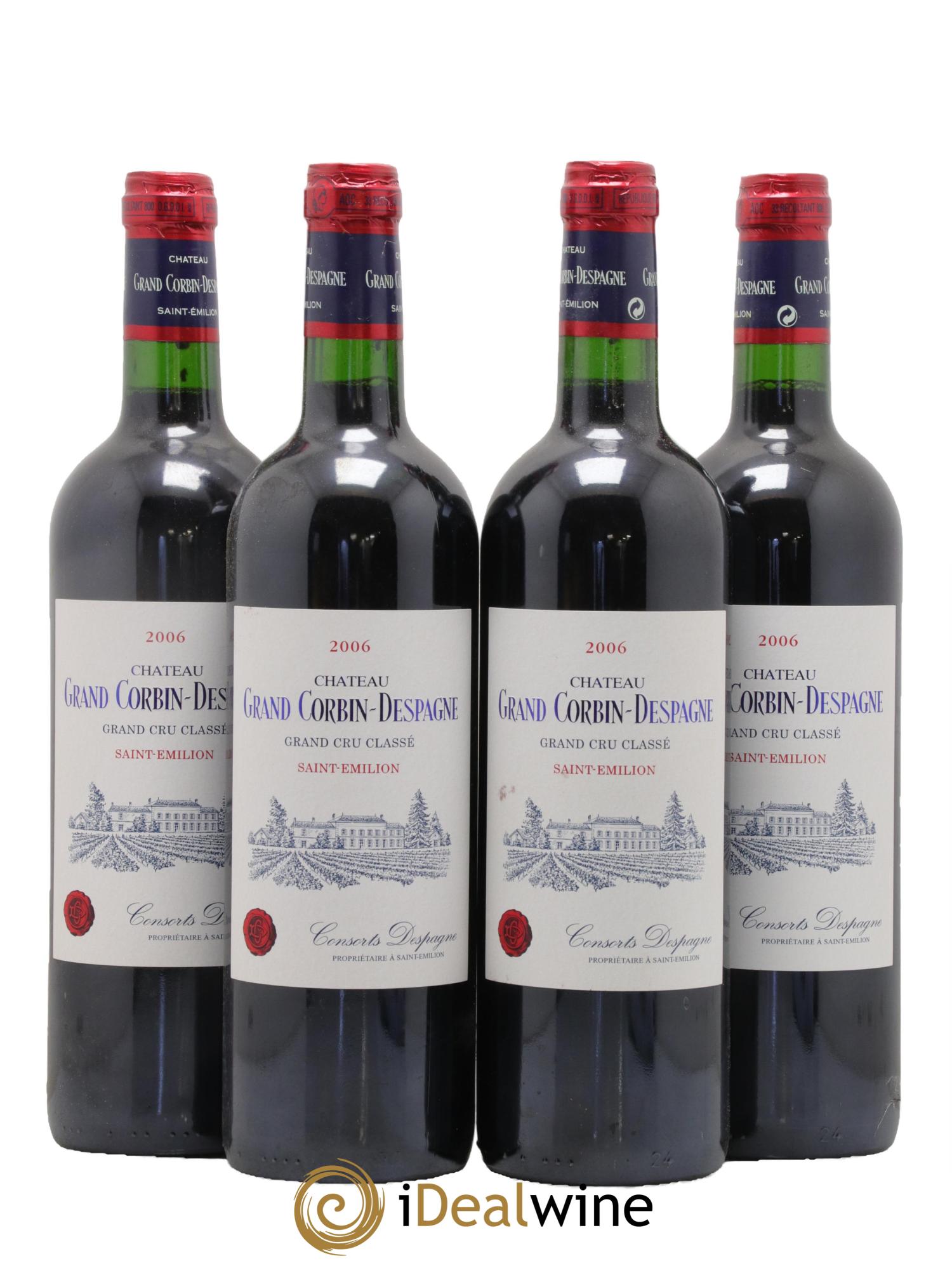 Château Grand Corbin Despagne Grand Cru Classé 2006 - Lotto di 4 bottiglie - 0