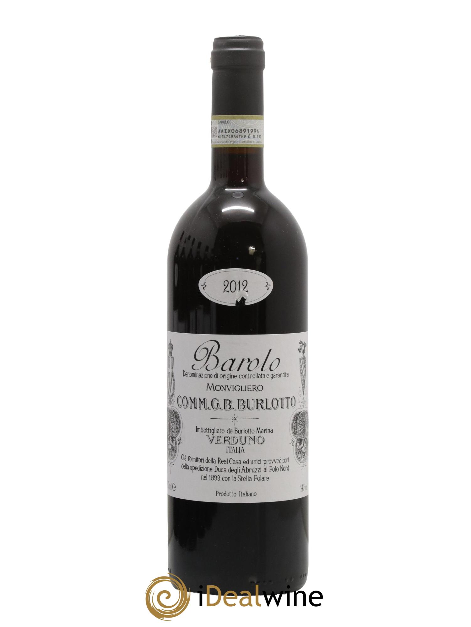 Barolo DOCG Monvigliero Comm. Giovan Battista Burlotto 2012 - Lot de 1 bouteille - 0