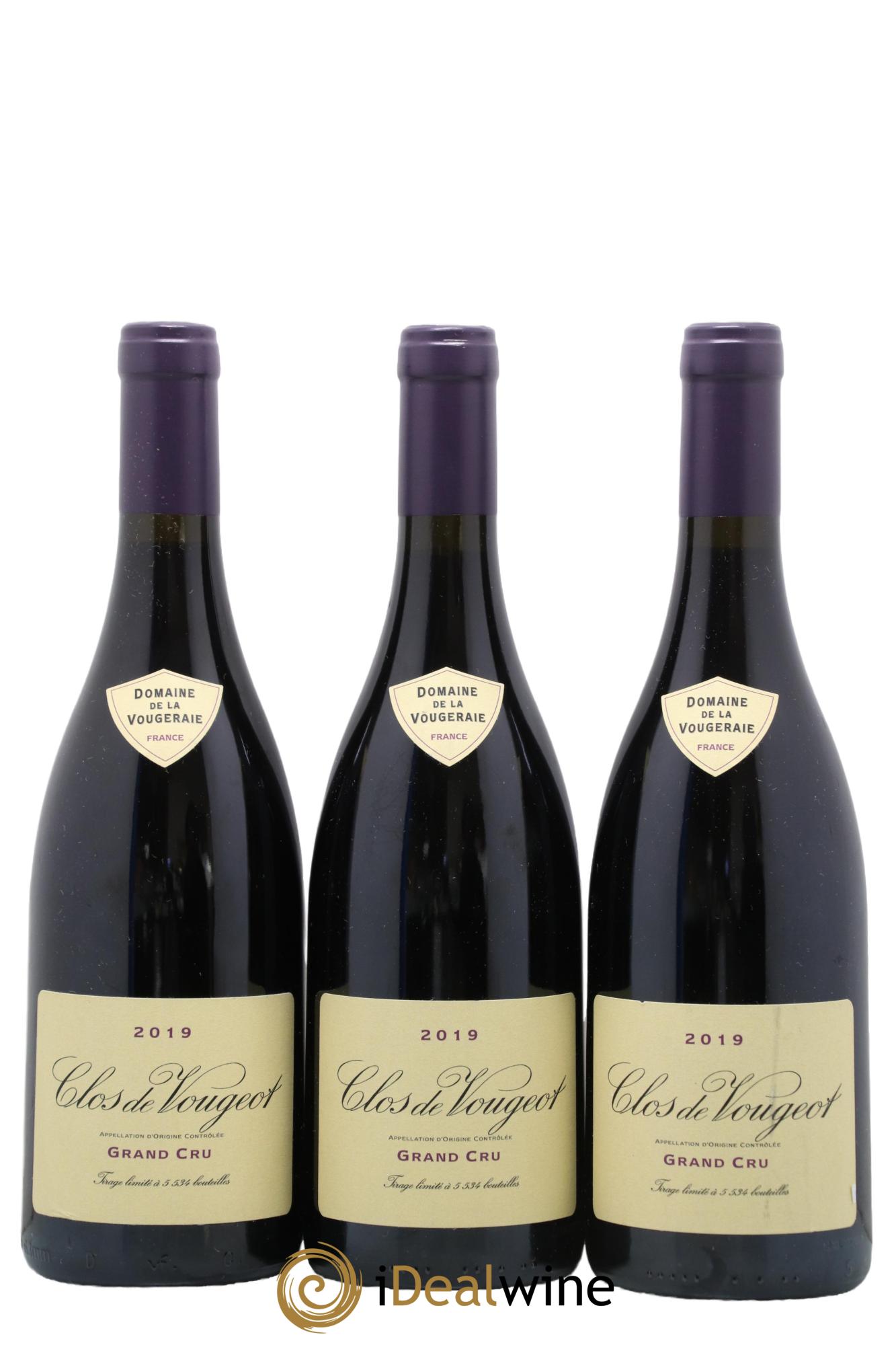 Clos de Vougeot Grand Cru La Vougeraie 2019 - Lot of 3 bottles - 0