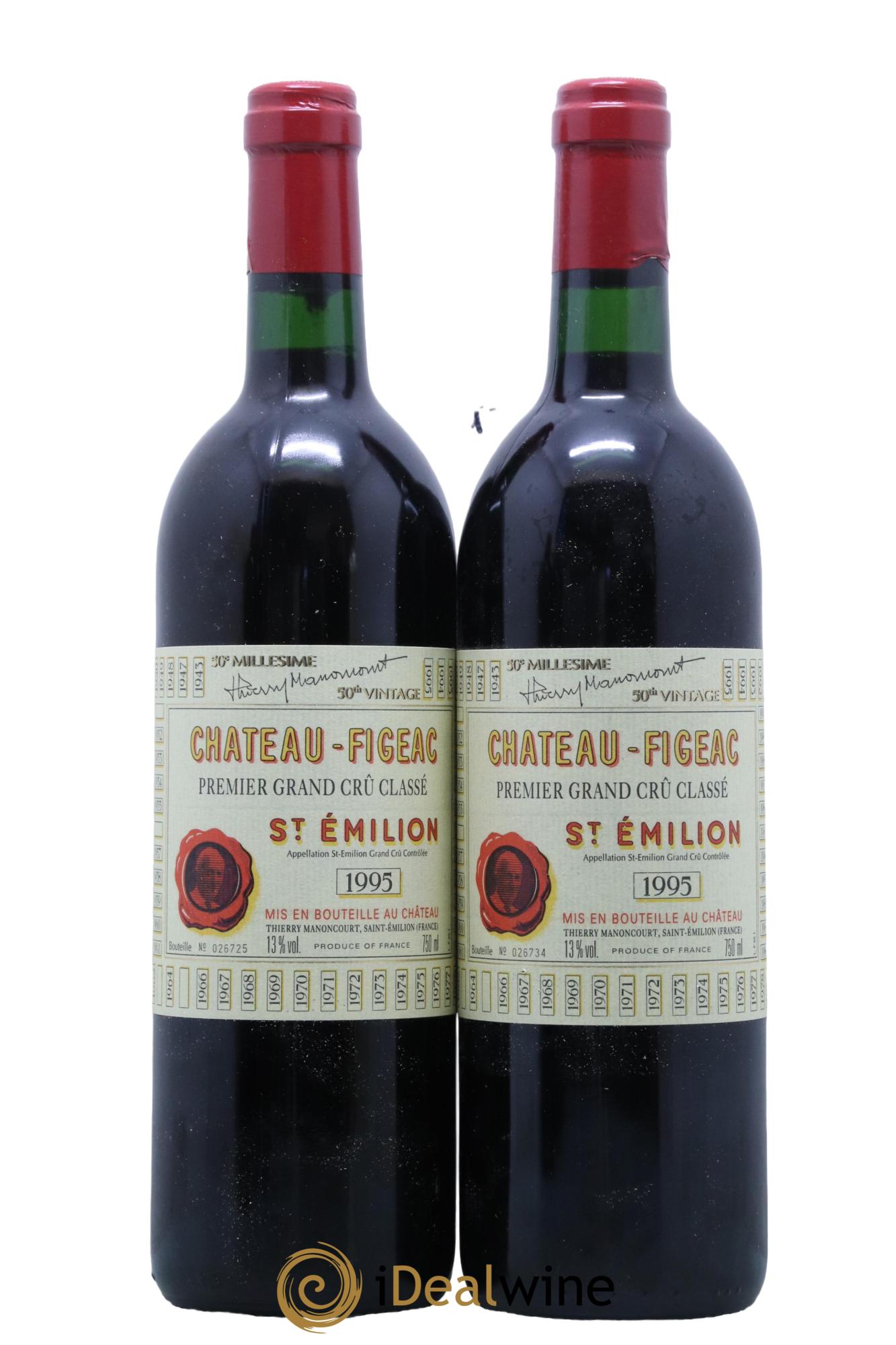 Château Figeac 1er Grand Cru Classé A 1995 - Lot de 2 bouteilles - 0