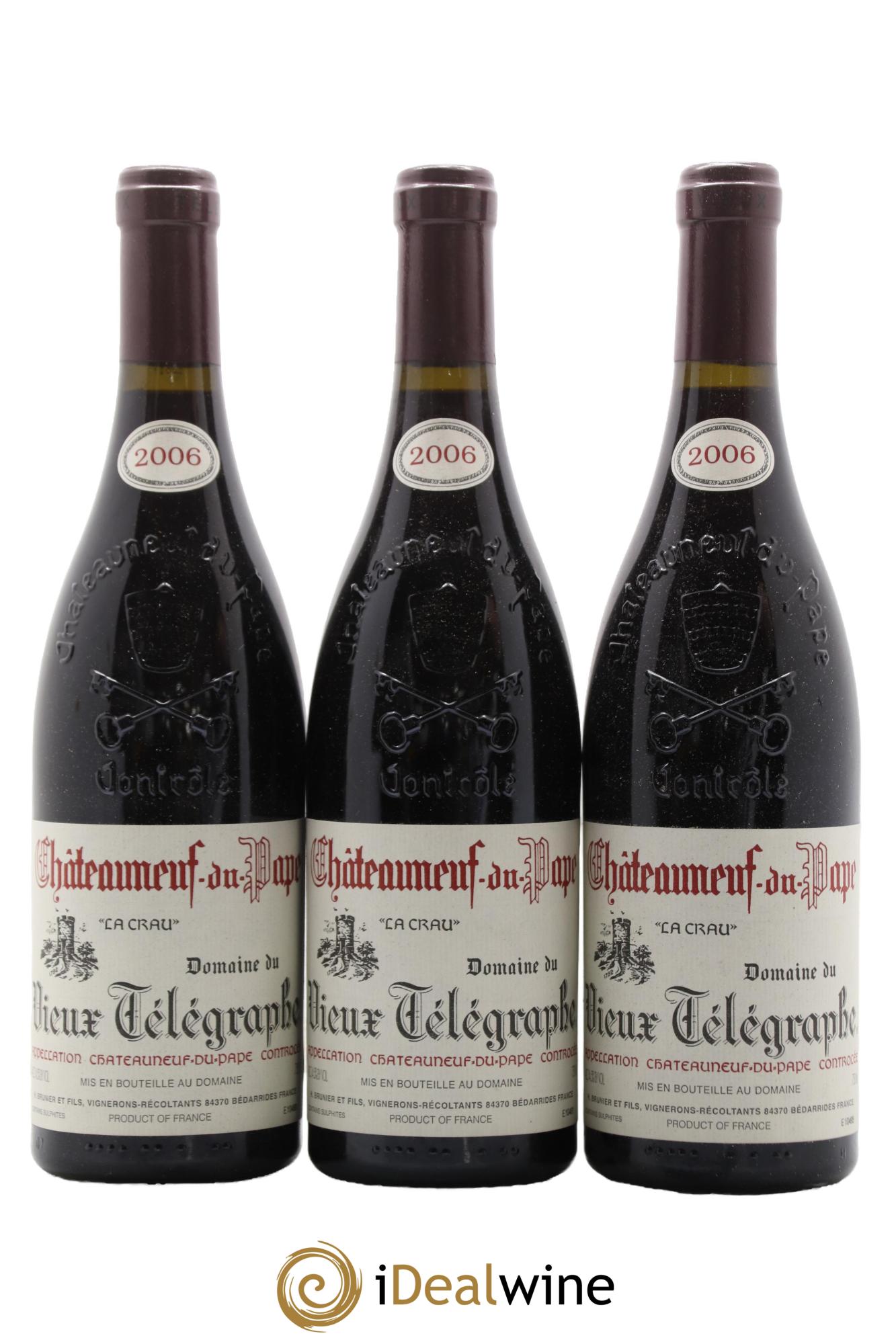 Châteauneuf-du-Pape Vieux Télégraphe (Domaine du) Vignobles Brunier 2006 - Lotto di 3 bottiglie - 0