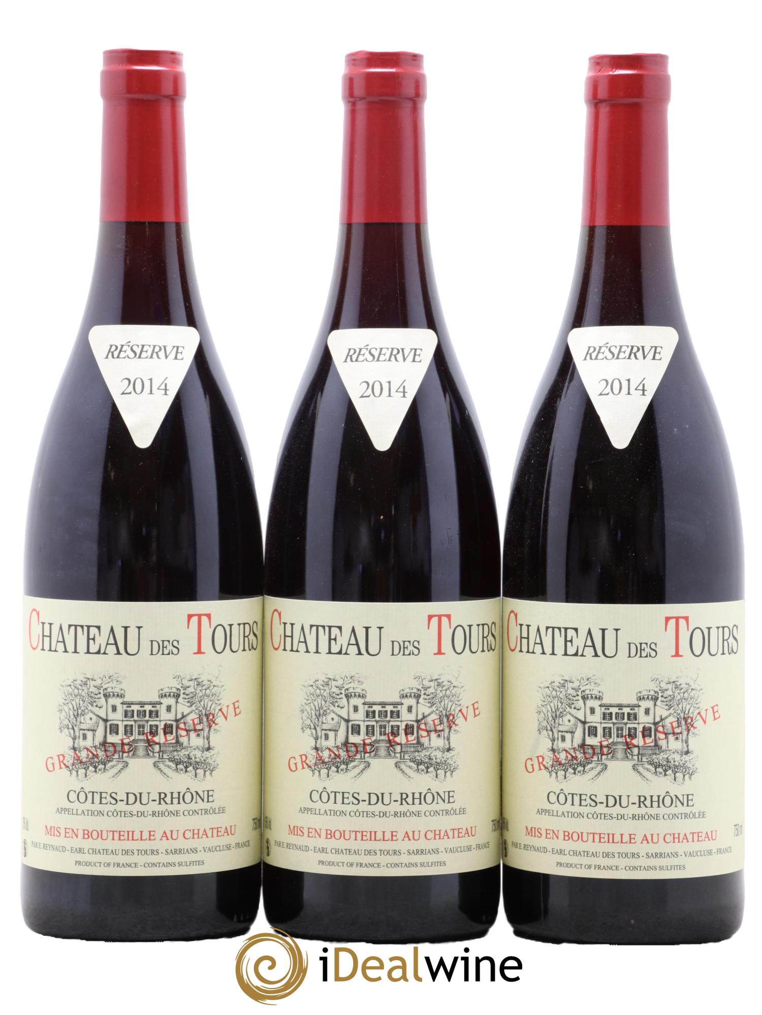 Côtes du Rhône Château des Tours Grande Réserve Emmanuel Reynaud 2014 - Lot de 3 bouteilles - 0