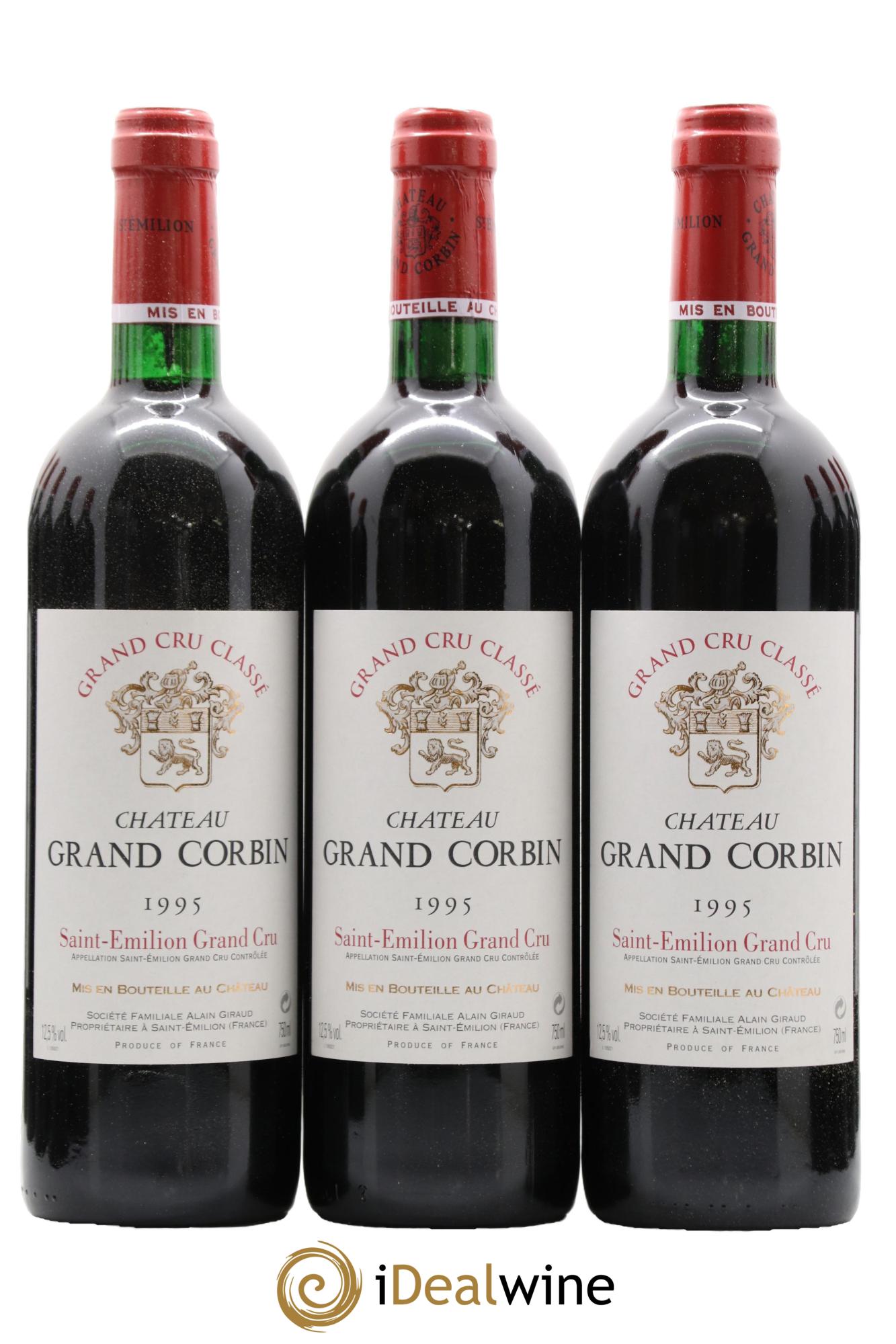 Château Grand Corbin Grand Cru Classé 1995 - Lot de 12 bouteilles - 1