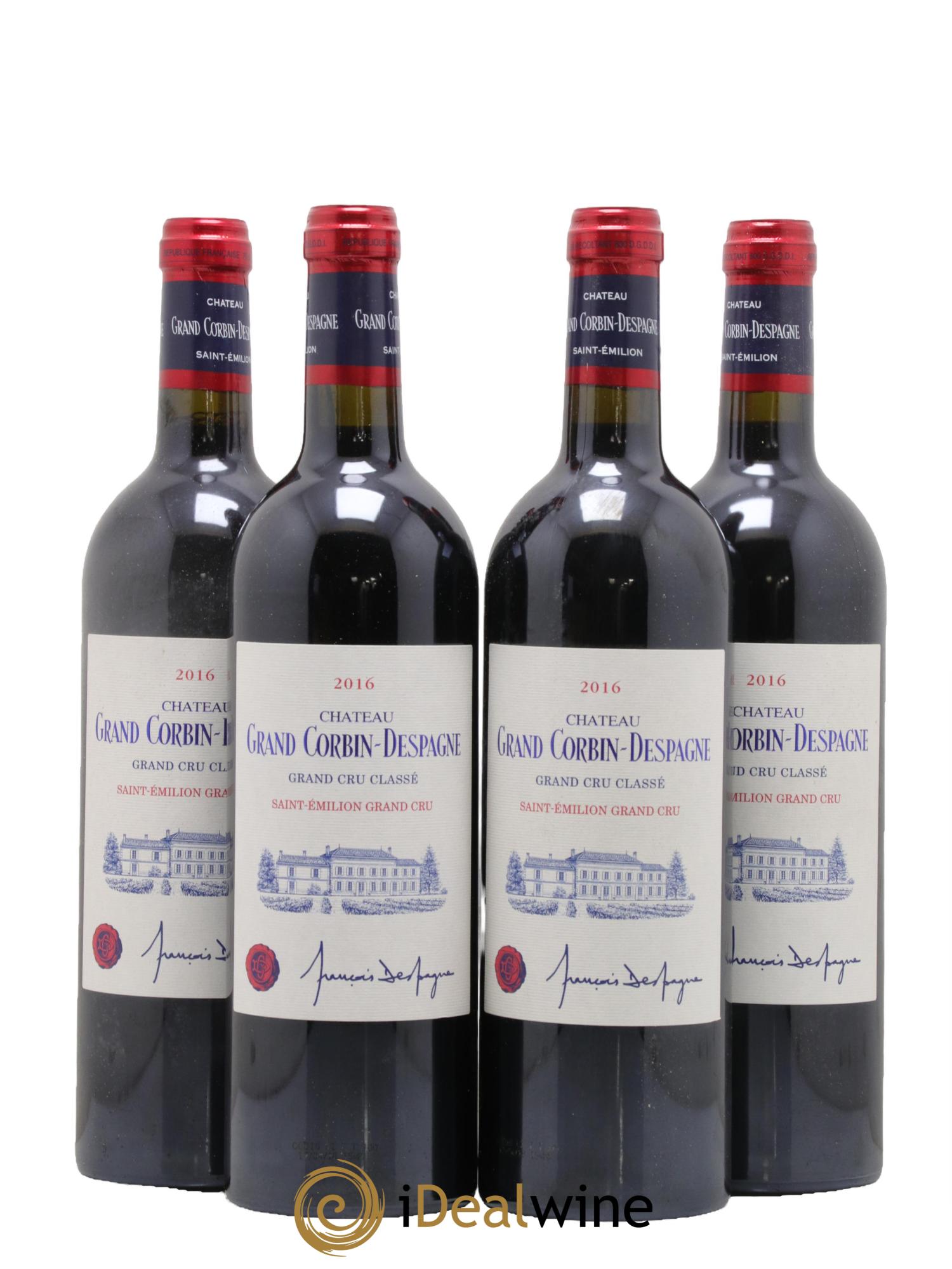 Château Grand Corbin Despagne Grand Cru Classé 2016 - Lot de 4 bouteilles - 0