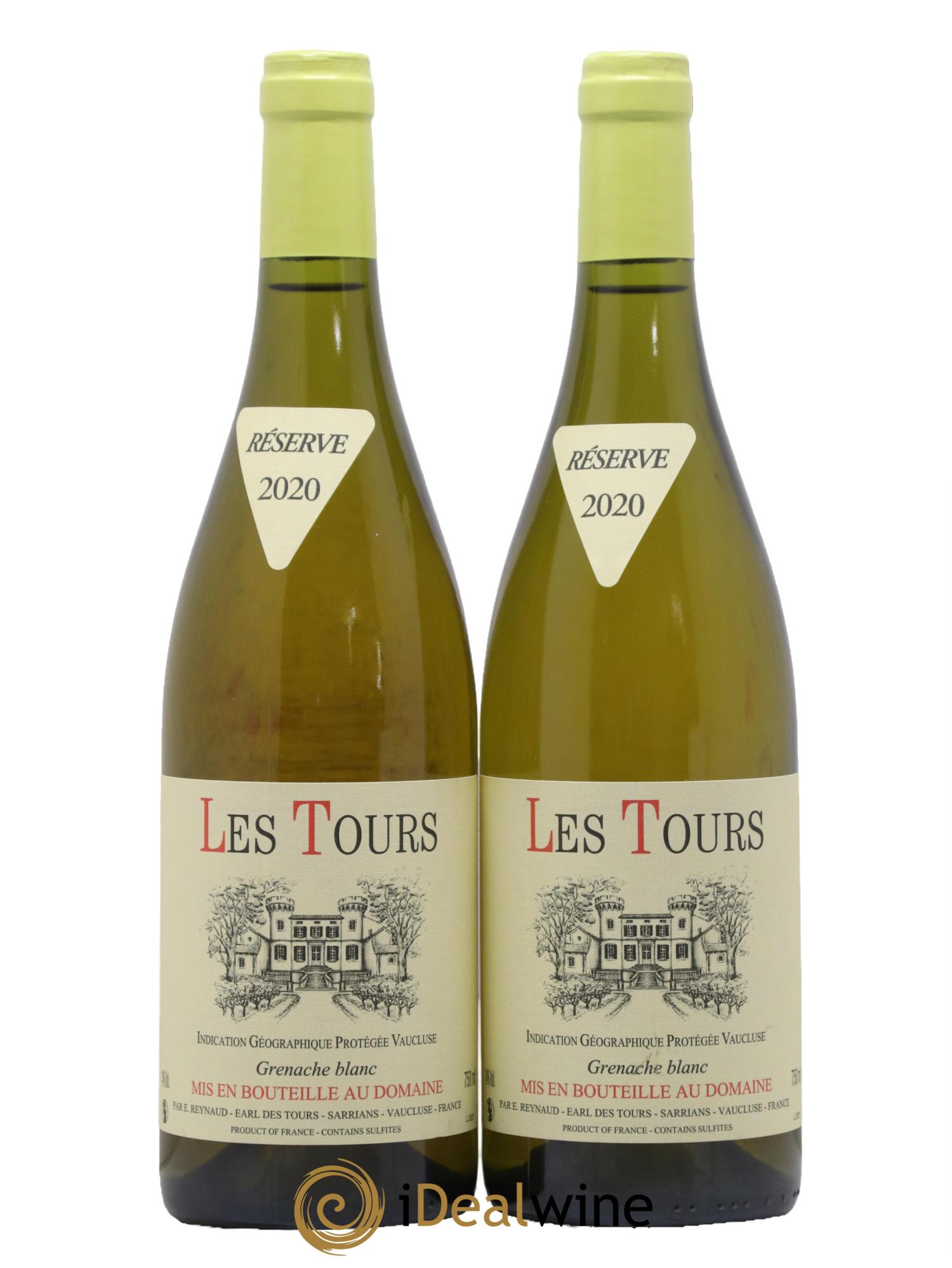 IGP Vaucluse (Vin de Pays de Vaucluse) Les Tours Grenache Blanc Emmanuel Reynaud 2020 - Lot de 2 bouteilles - 0