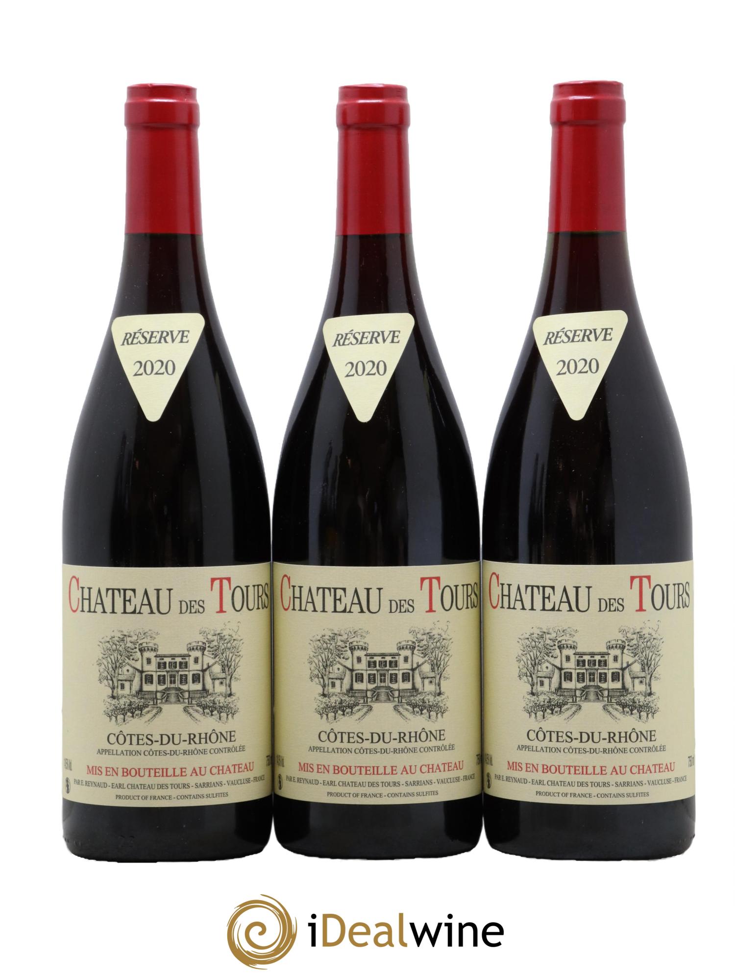 Côtes du Rhône Château des Tours Emmanuel Reynaud 2020 - Lot de 3 bouteilles - 0