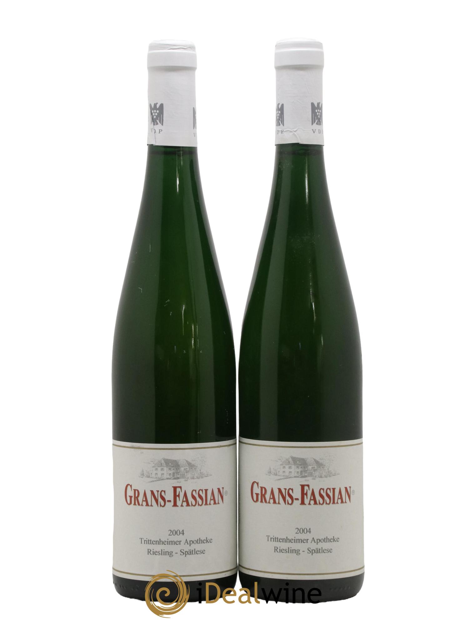 Allemagne Mosel-Saar Grans-Fassian Trittenheimer Apotheke Spätlese 2004 - Lot de 2 bouteilles - 0