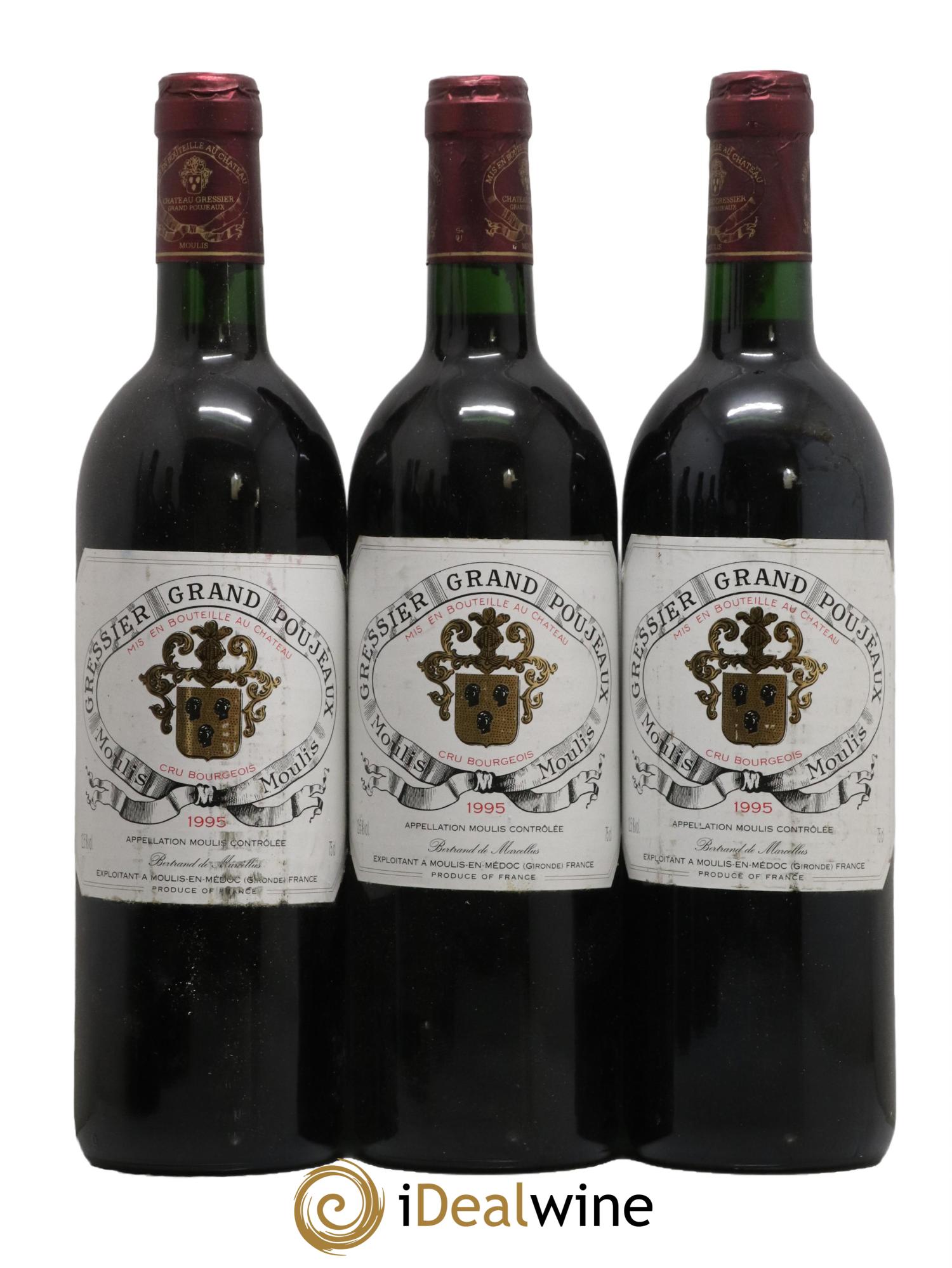 Château Gressier Grand Poujeaux Cru Bourgeois  1995 - Lot de 6 bouteilles - 1