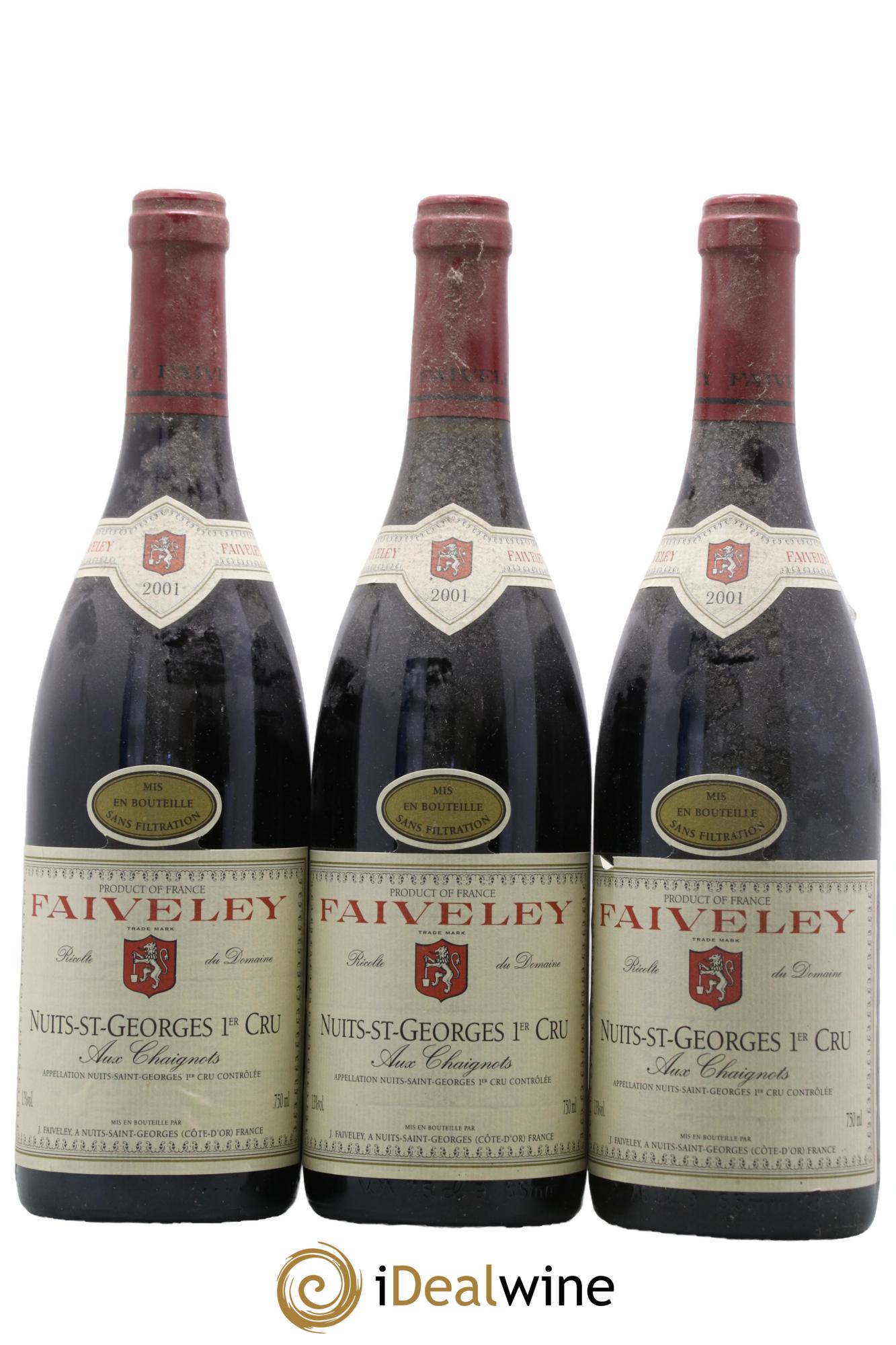 Nuits Saint-Georges 1er Cru Aux Chaignots Faiveley 2001 - Lot of 3 bottles - 0