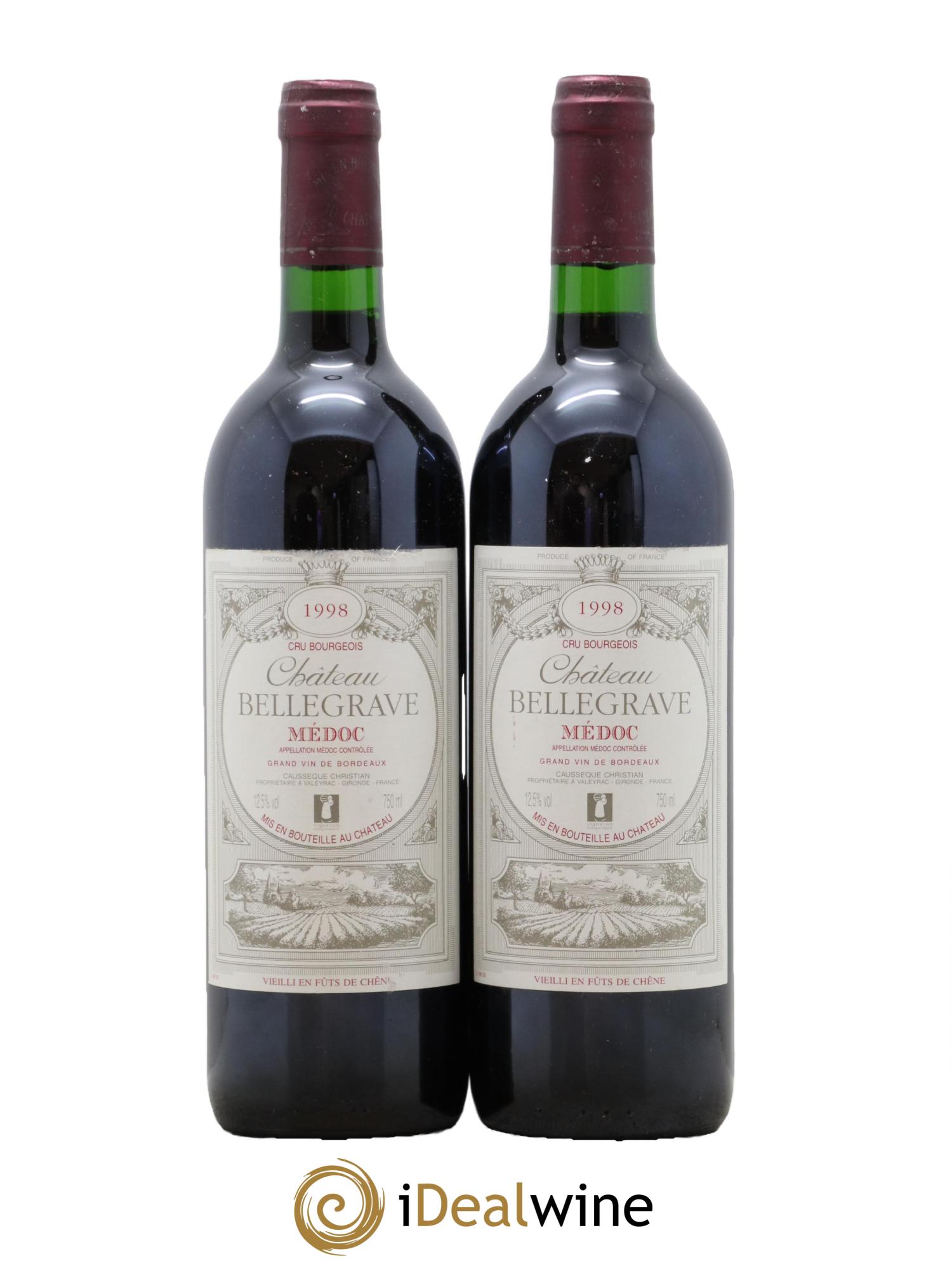 Médoc Château Bellegrave 1998 - Posten von 2 Flaschen - 0