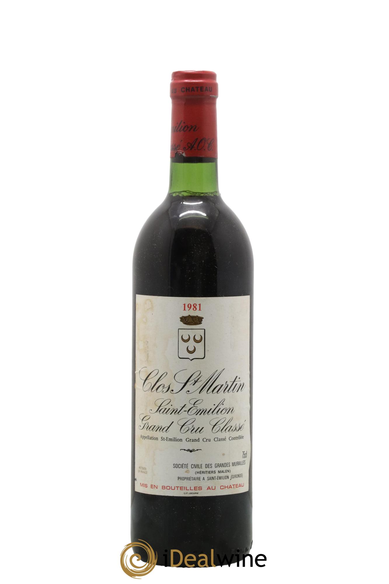 Clos Saint Martin Grand Cru Classé 1981 - Lot de 1 bouteille - 0