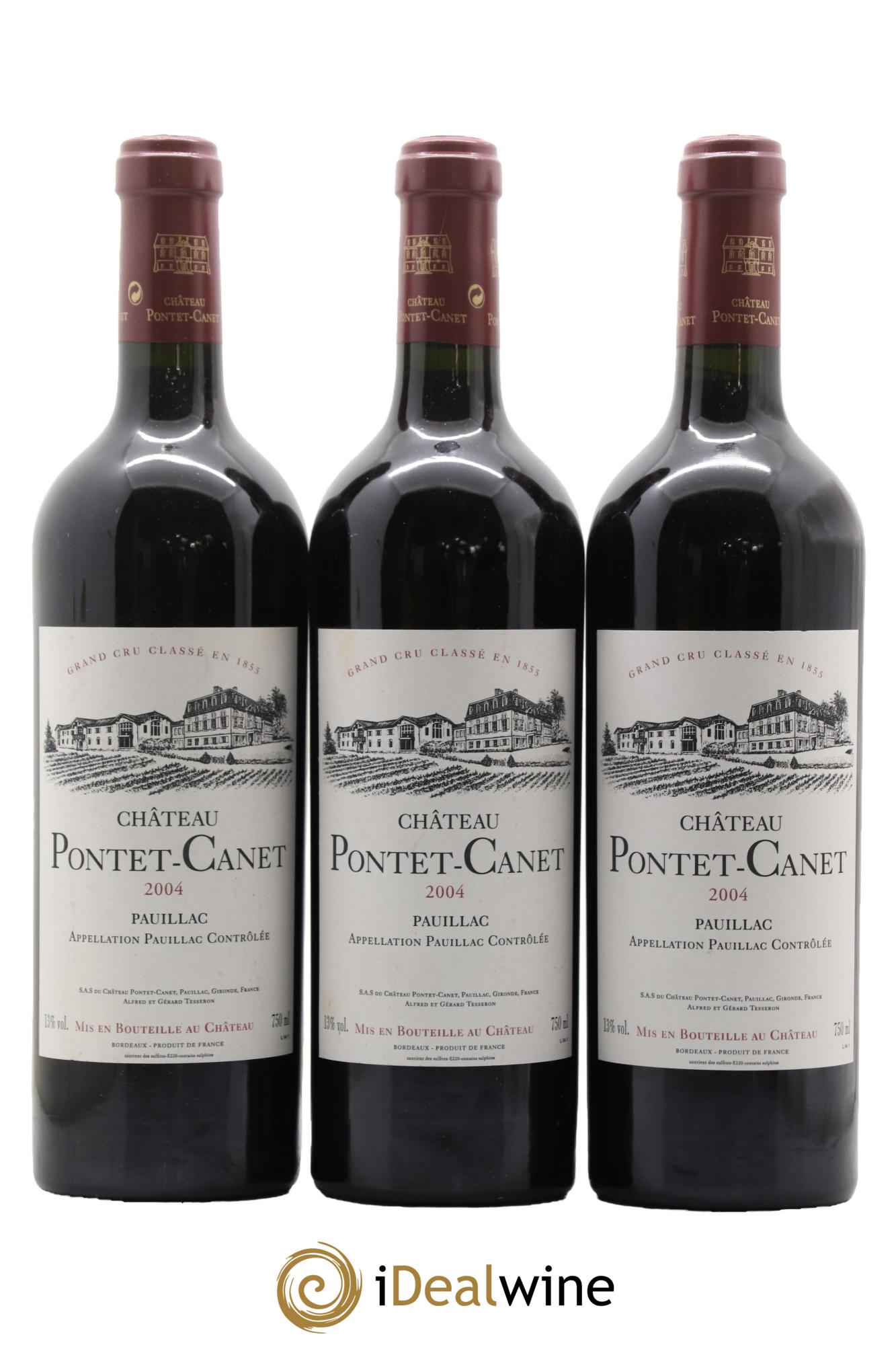 Château Pontet Canet 5ème Grand Cru Classé 2004 - Lot de 3 bouteilles - 0