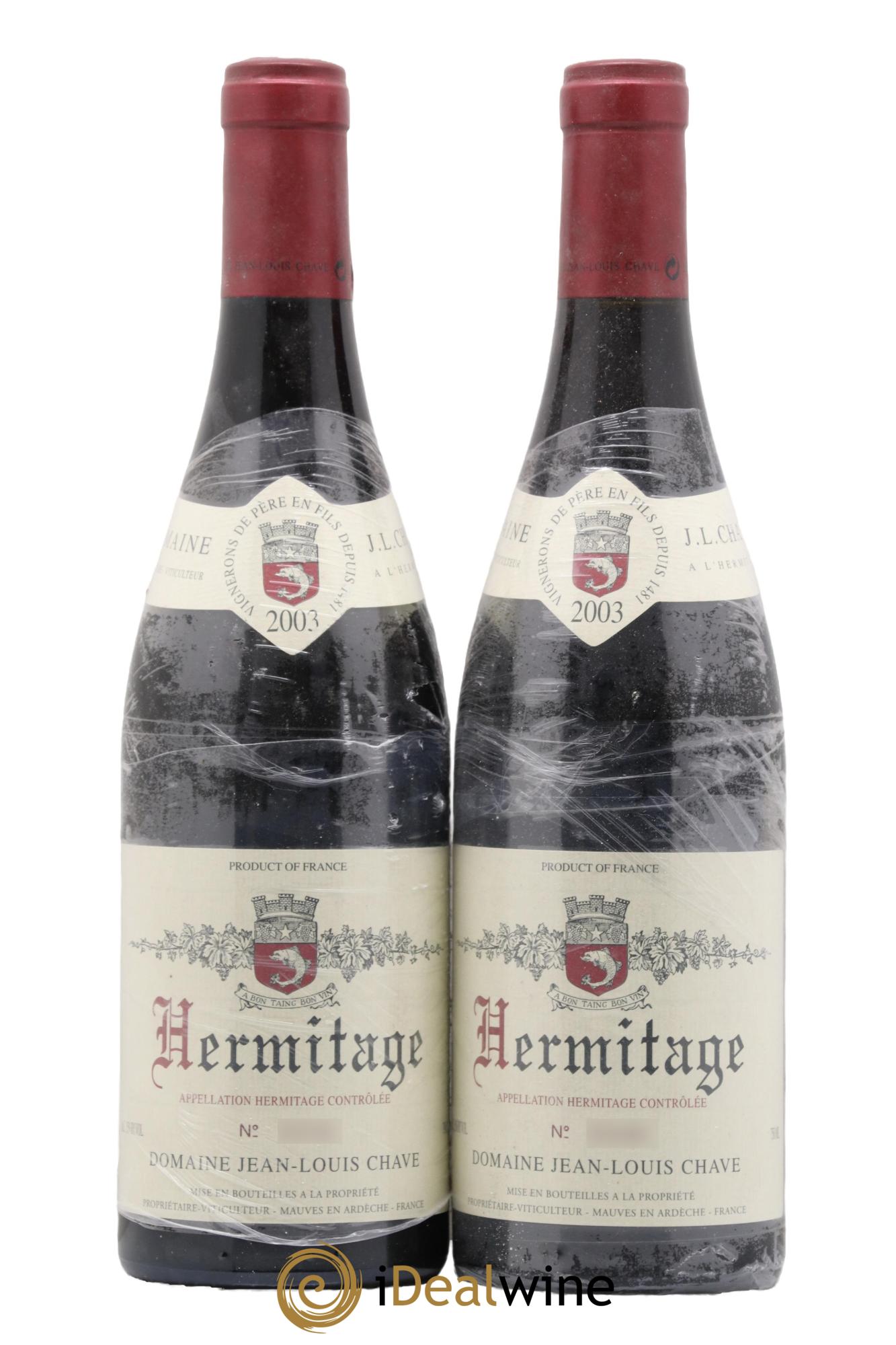 Hermitage Jean-Louis Chave 2003 - Lot of 2 bottles - 0