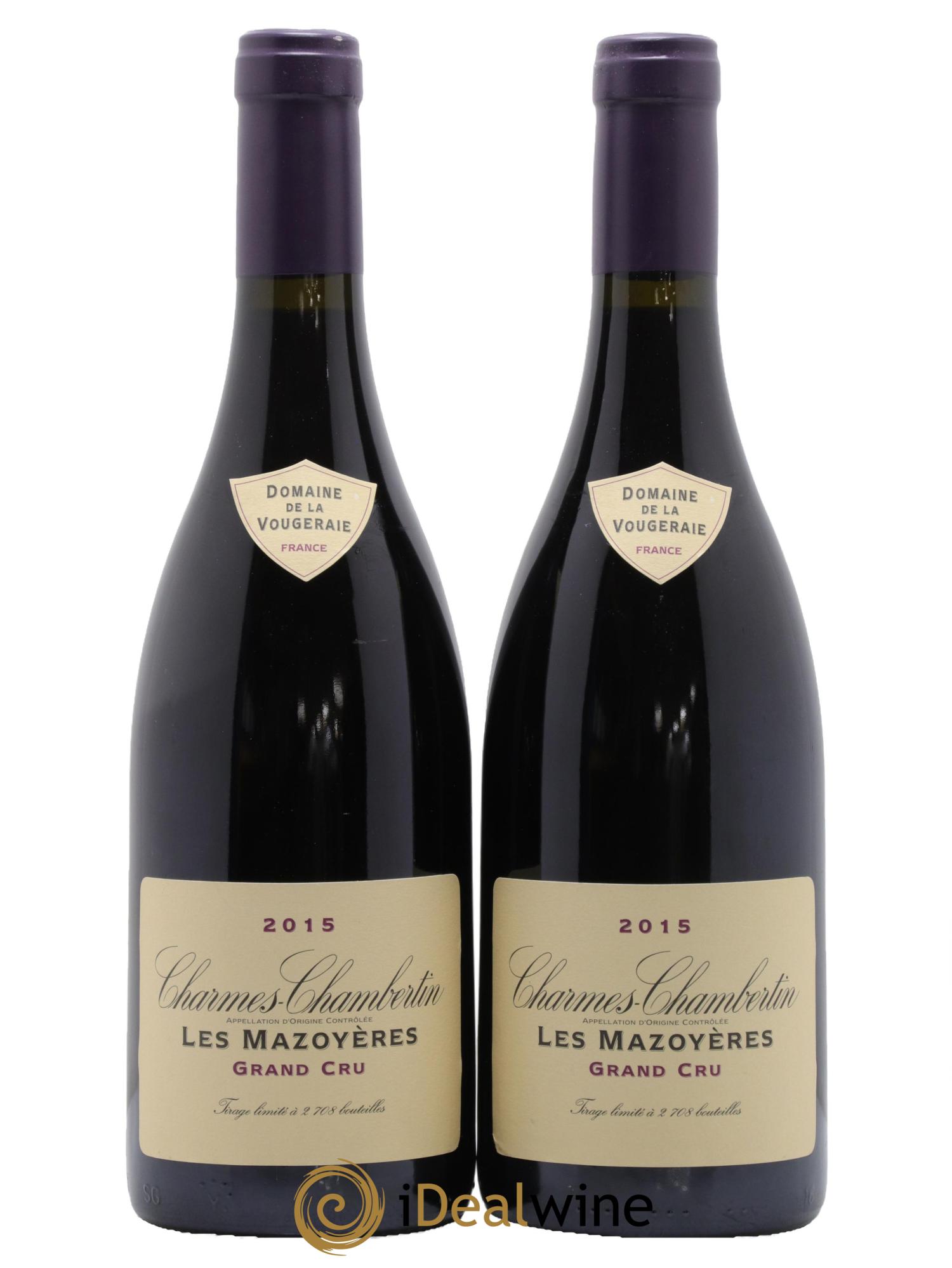 Charmes-Chambertin Grand Cru Les Mazoyères La Vougeraie 2015 - Lot of 2 bottles - 0