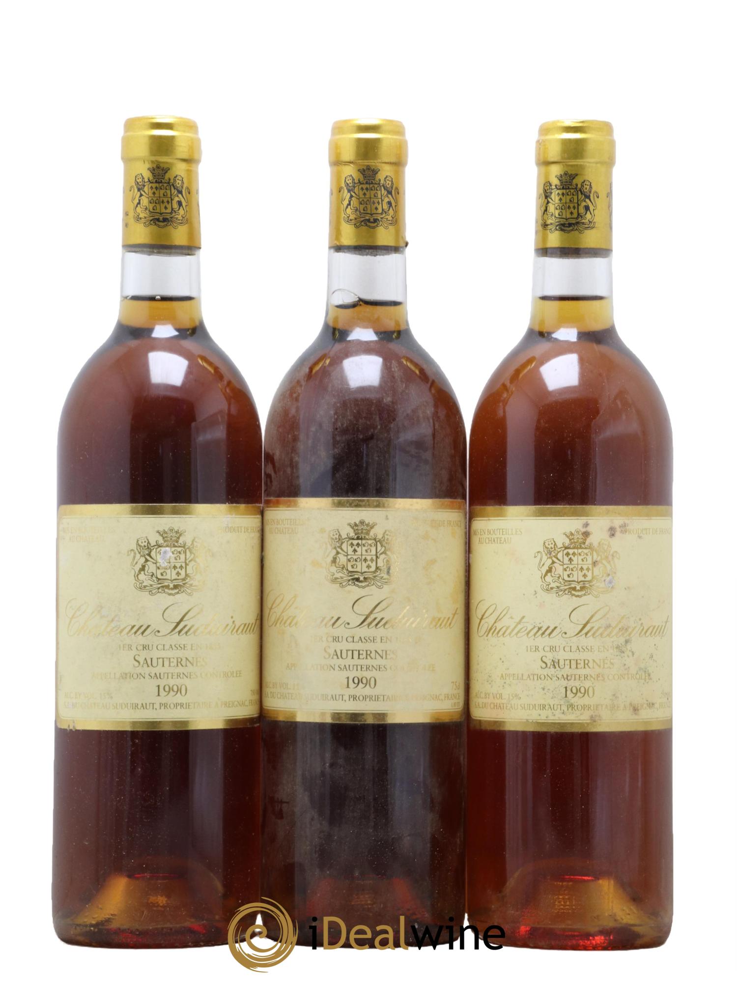 Château Suduiraut 1er Grand Cru Classé 1990 - Lotto di 3 bottiglie - 0