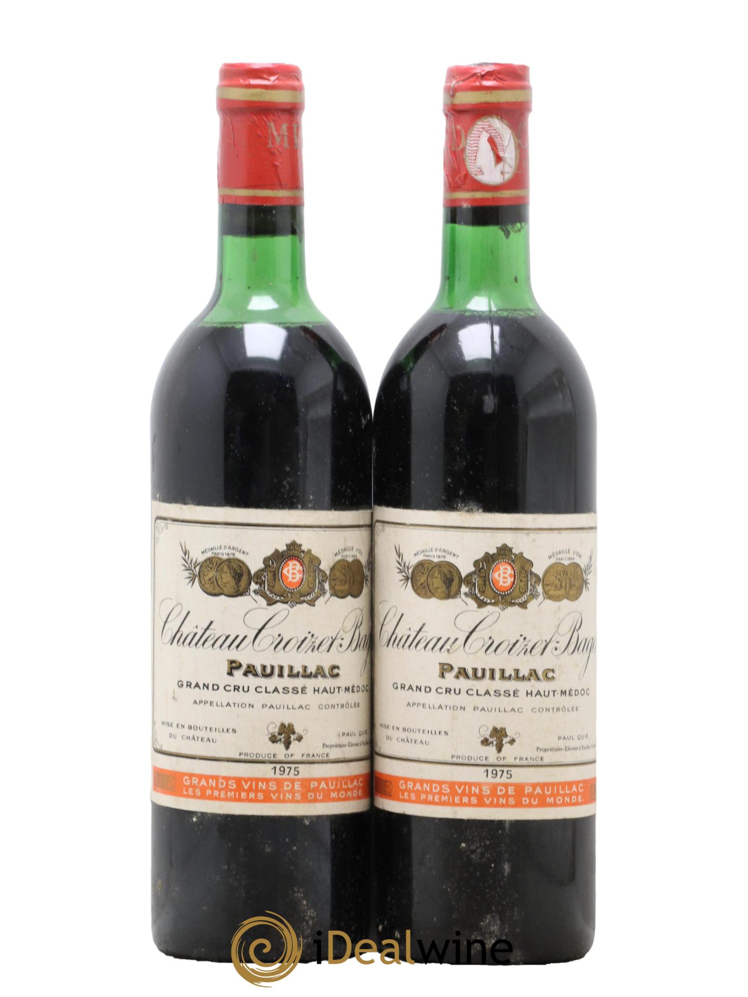 Château Croizet Bages 5ème Grand Cru Classé  1975 - Lot de 2 bouteilles - 0