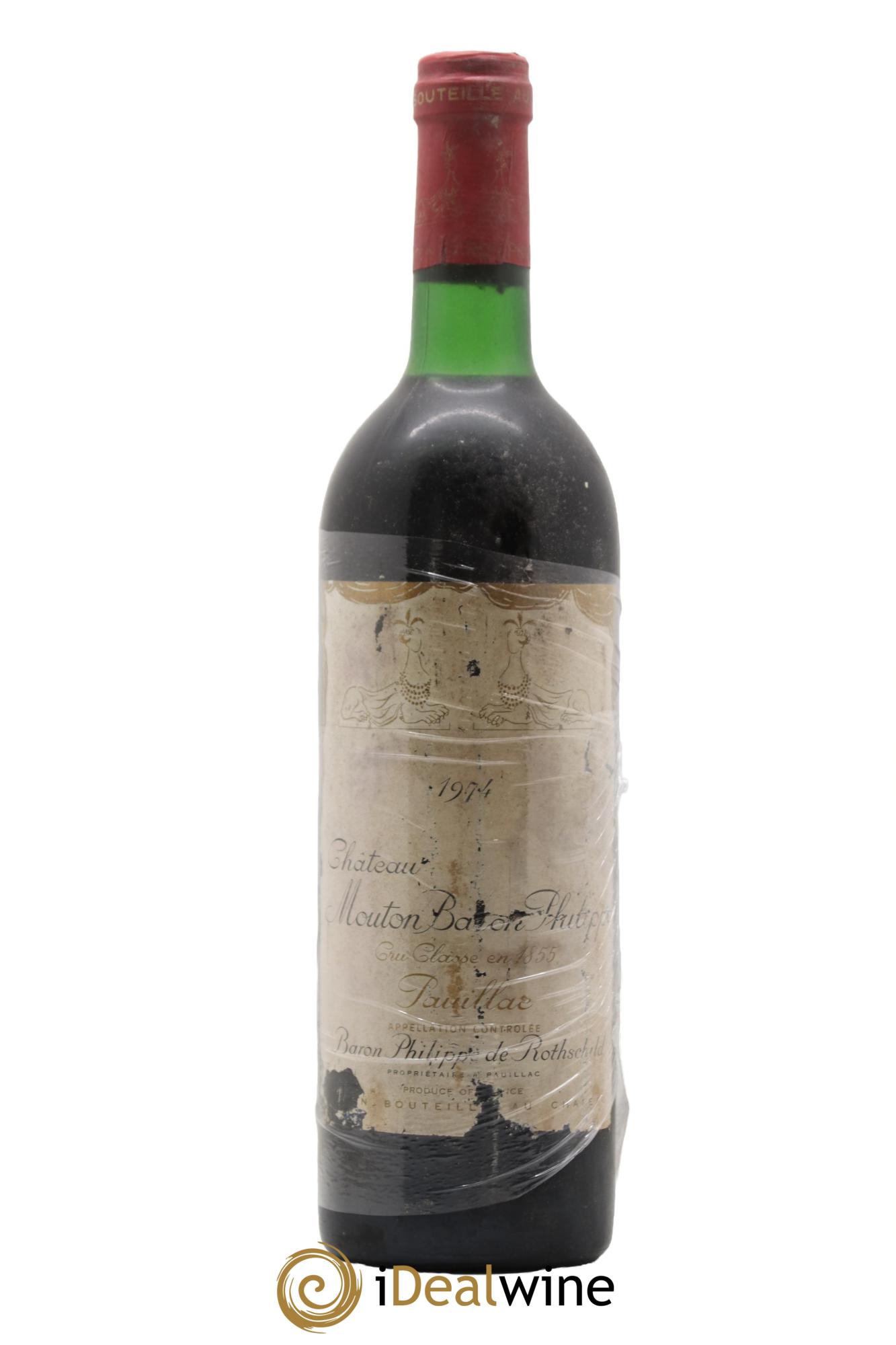 Château d' Armailhac - Mouton Baron(ne) Philippe 5ème Grand Cru Classé  1974 - Lot de 1 bouteille - 0