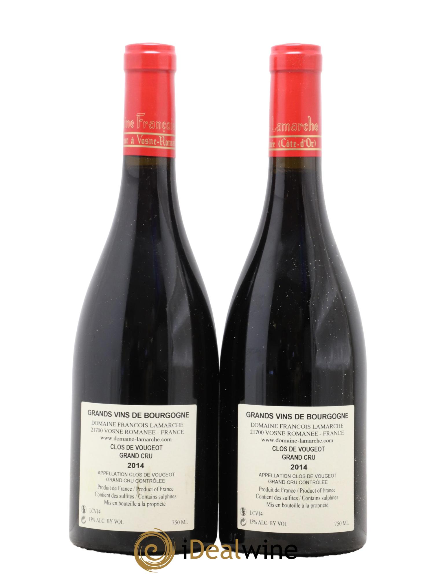 Clos de Vougeot Grand Cru Lamarche (Domaine) 2014 - Lot de 2 bouteilles - 1