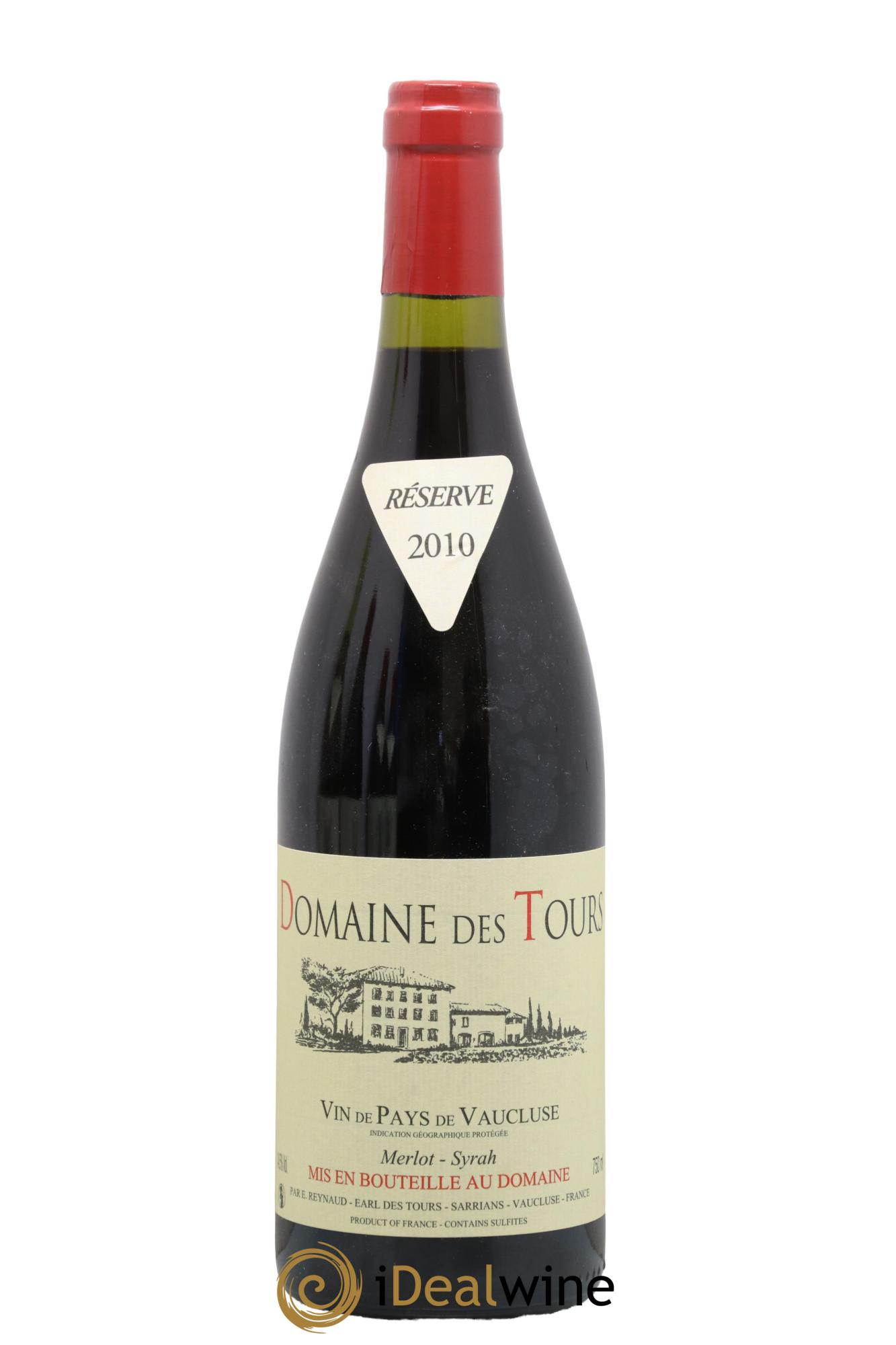 IGP Pays du Vaucluse (Vin de Pays du Vaucluse) Domaine des Tours Merlot-Syrah Emmanuel Reynaud 2010 - Lotto di 1 bottiglia - 0