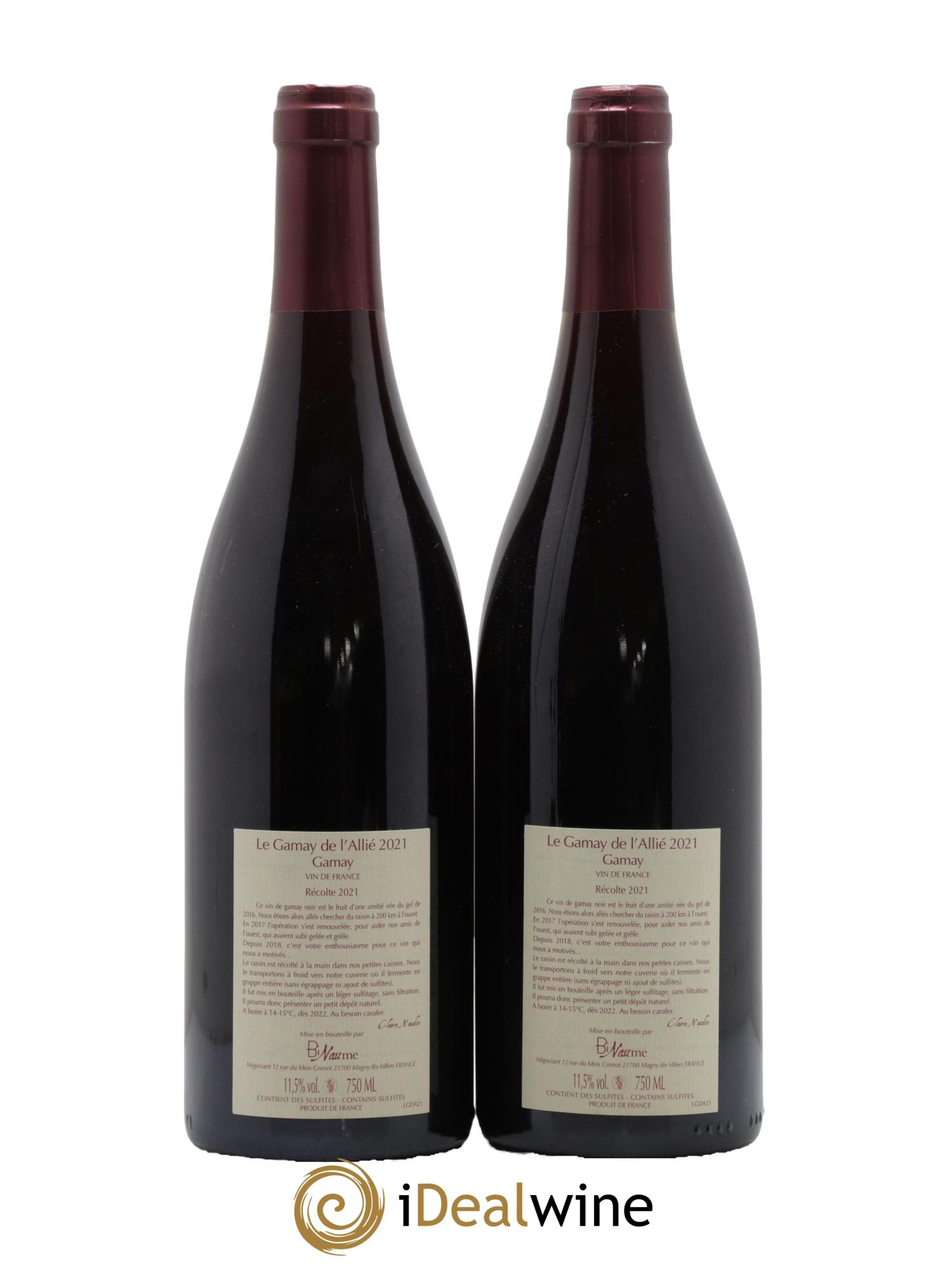 Vin de France Le Gamay de l'Allié Binaume Bizot-Naudin 2021 - Lot de 2 bouteilles - 1