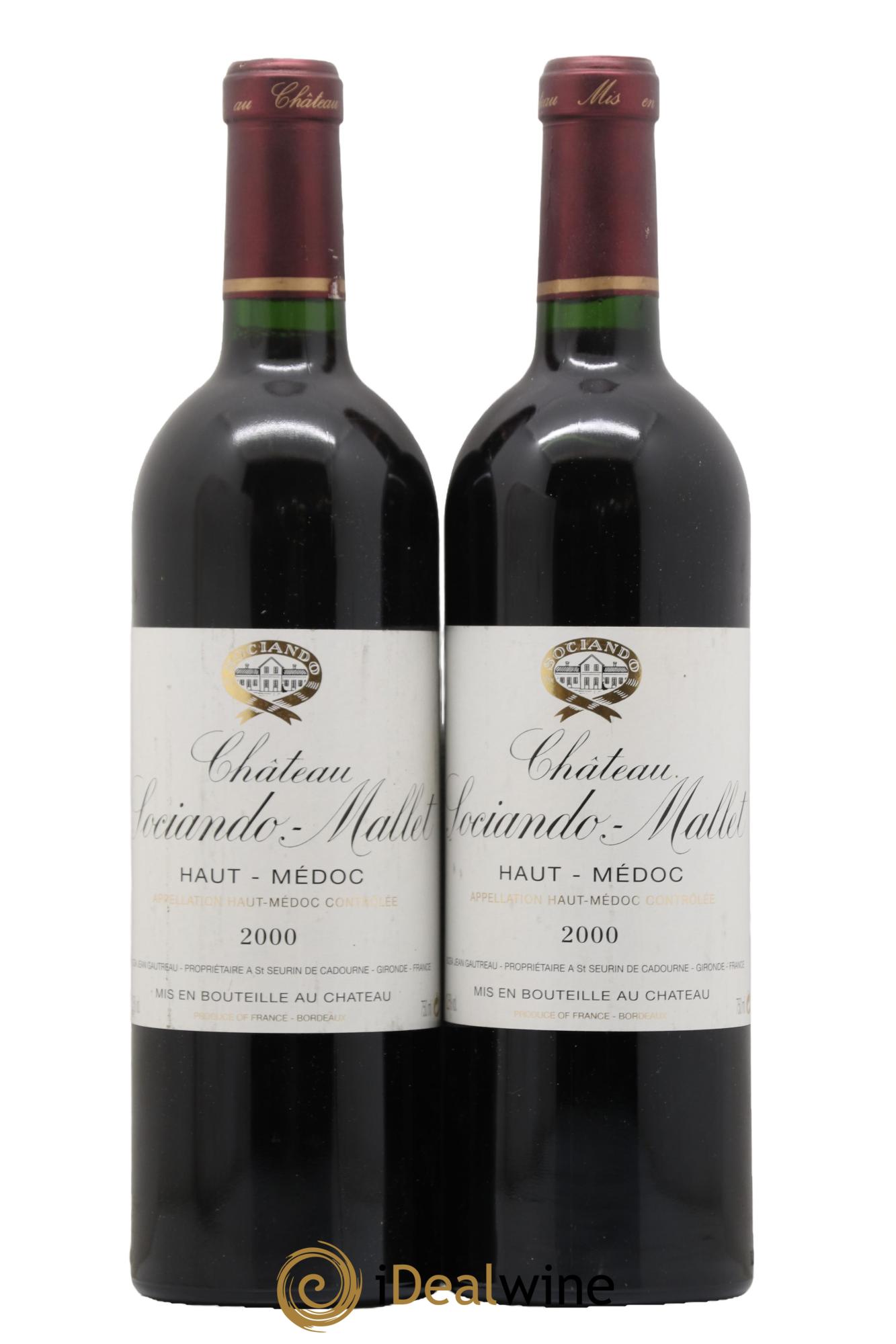 Château Sociando Mallet 2000 - Lot de 2 bouteilles - 0