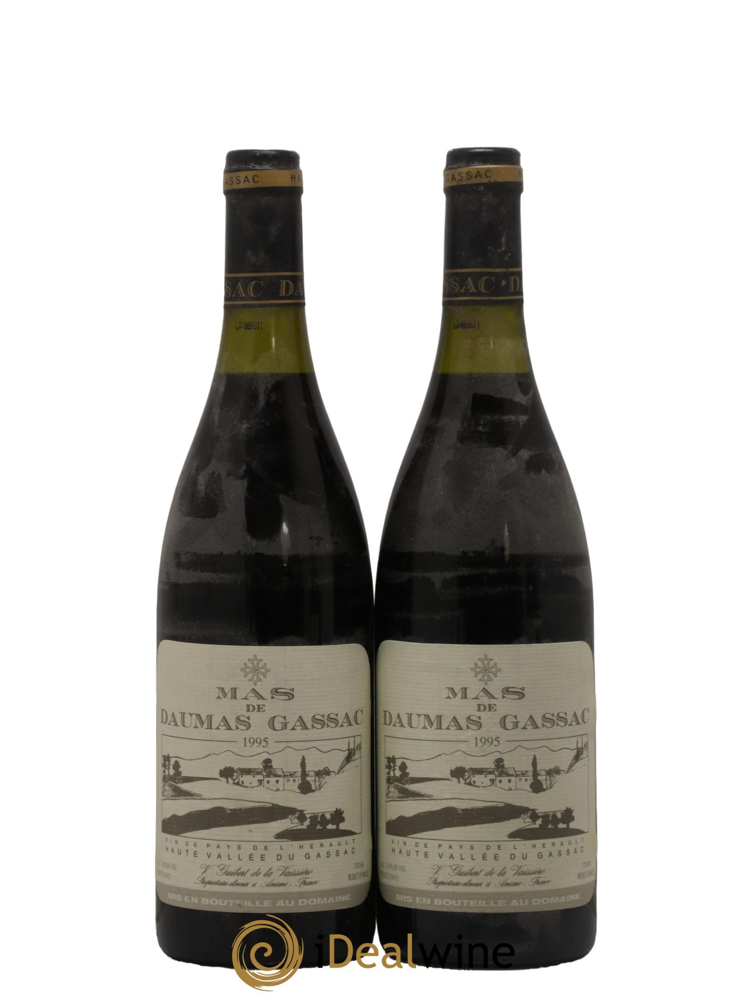 IGP St Guilhem-le-Désert - Cité d'Aniane Mas Daumas Gassac Famille Guibert de La Vaissière 1995 - Lot of 2 bottles - 0