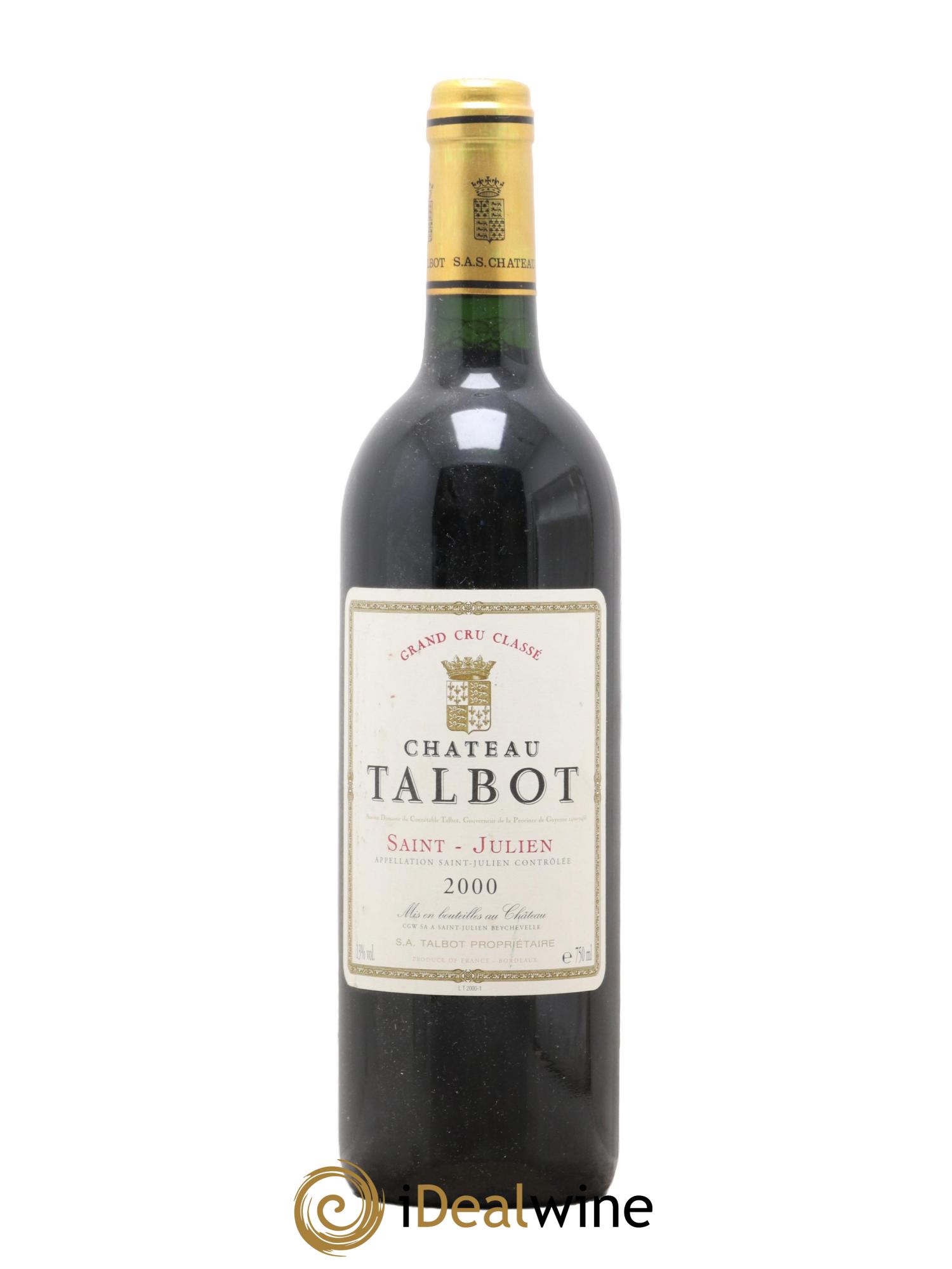 Château Talbot 4ème Grand Cru Classé 2000 - Lot de 1 bouteille - 0