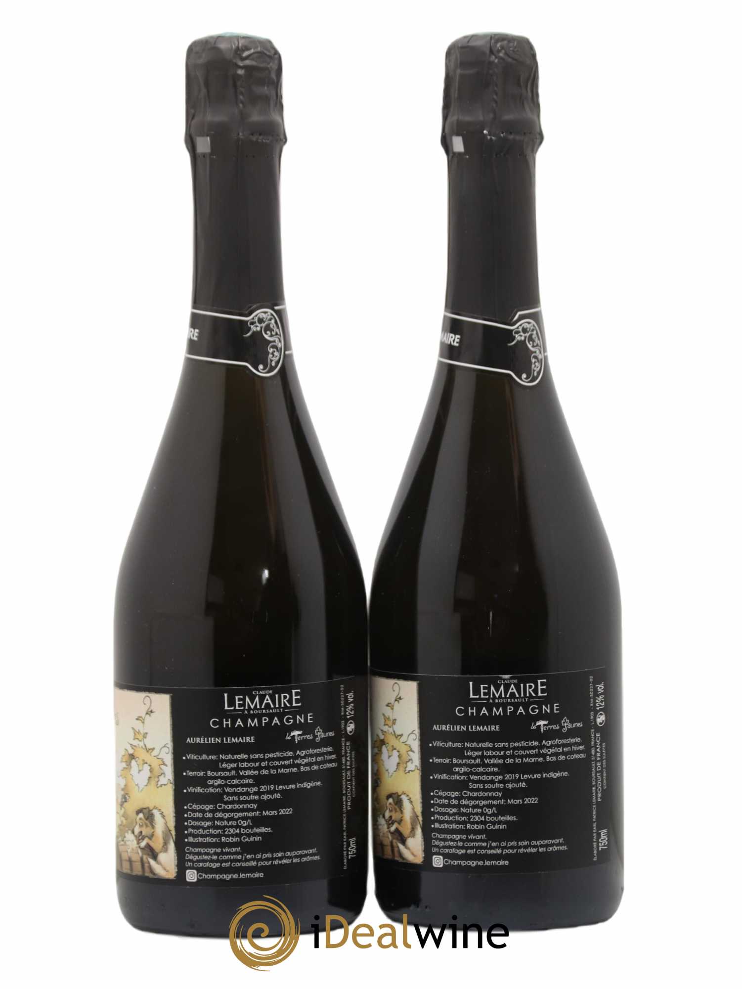 Champagne Les Terres Jaunes Aurélien Lemaire 2019 - Lot de 2 bouteilles - 1