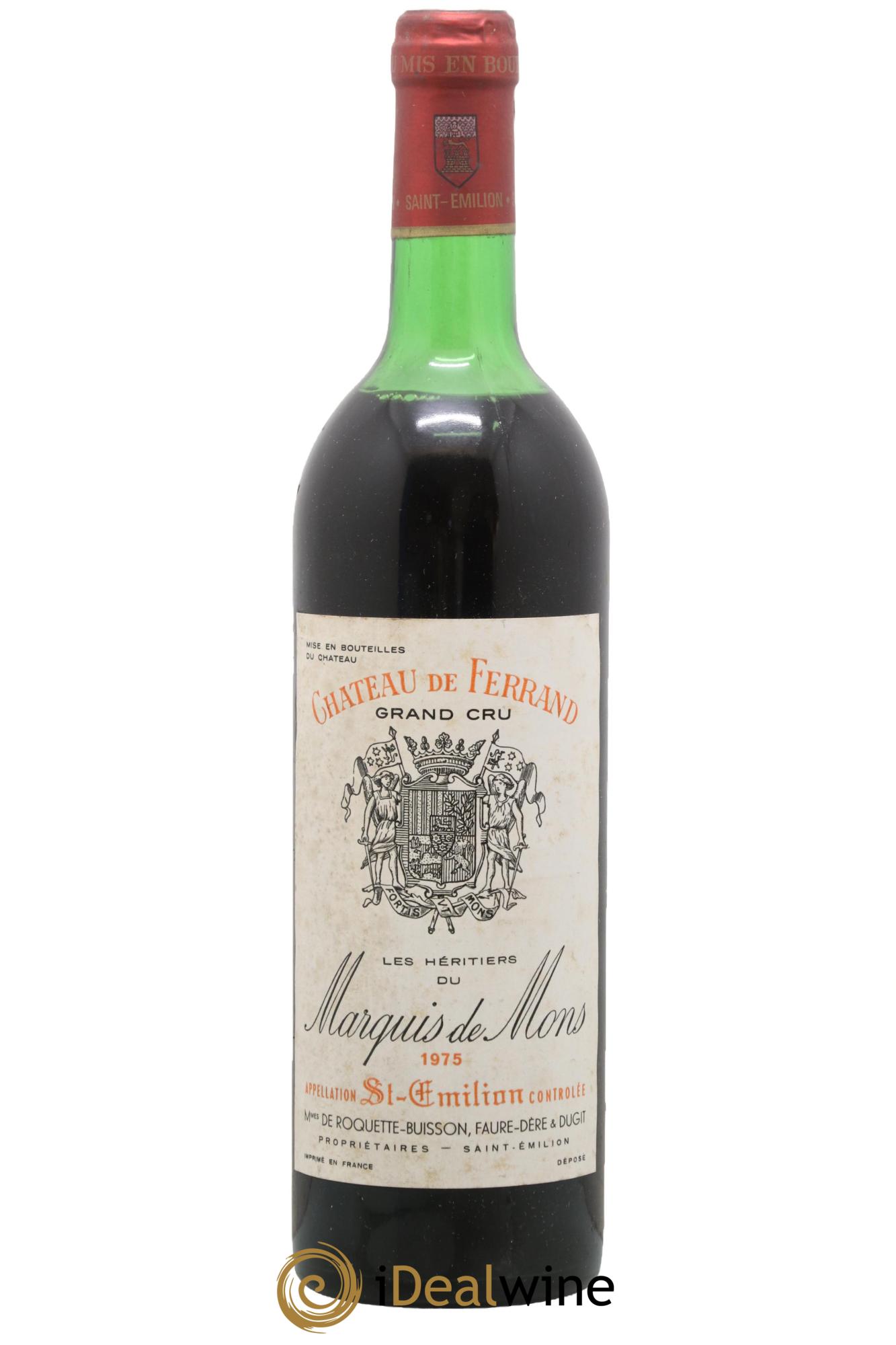 Château de Ferrand Grand Cru Classé 1975 - Lot de 1 bouteille - 0