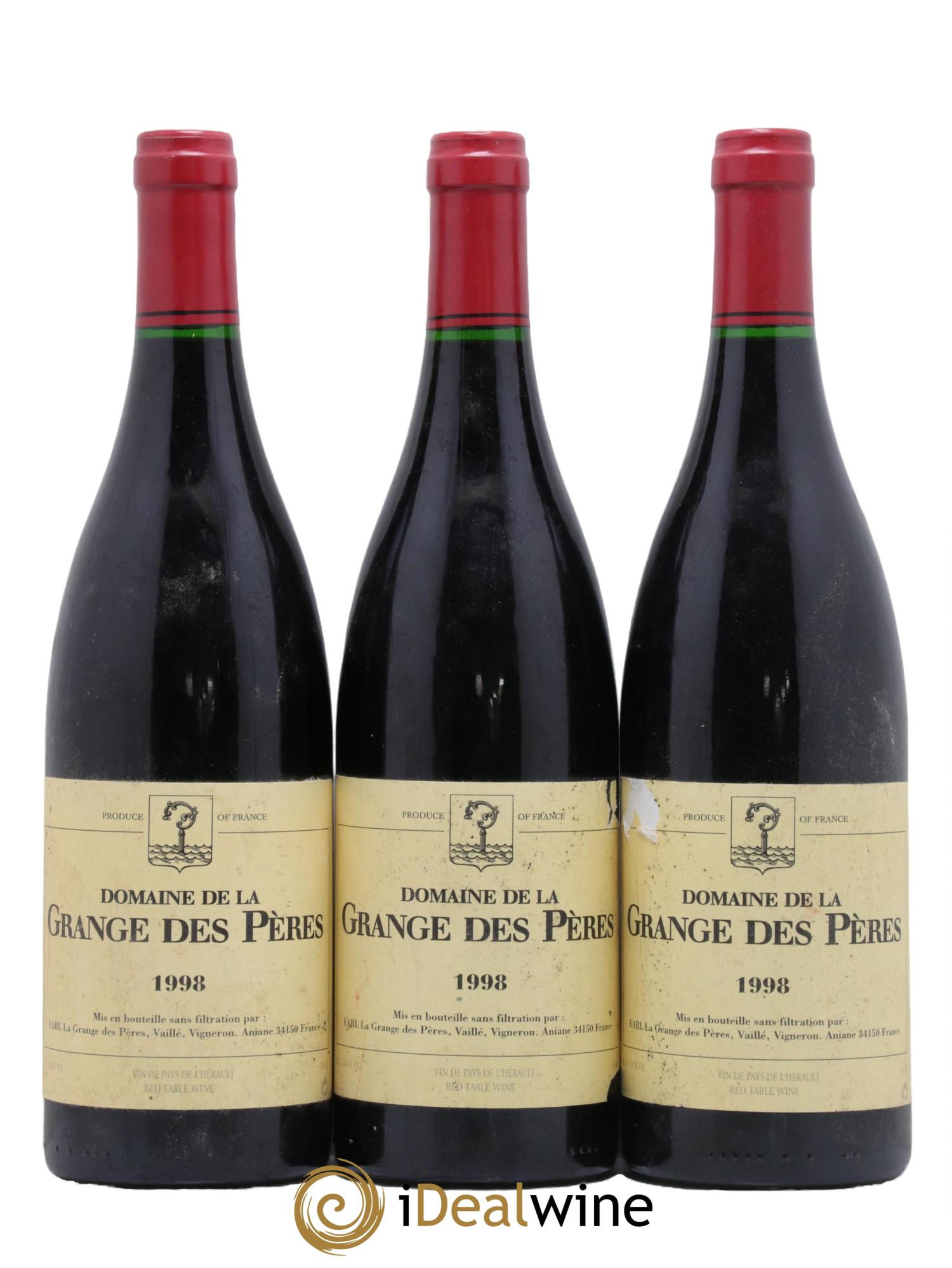 IGP Pays d'Hérault Grange des Pères Laurent Vaillé 1998 - Lot of 3 bottles - 0