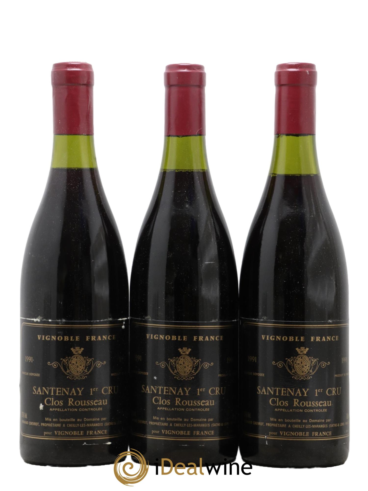 Santenay 1er Cru Clos Rousseau Domaine Chevrot 1991 - Lotto di 3 bottiglie - 0