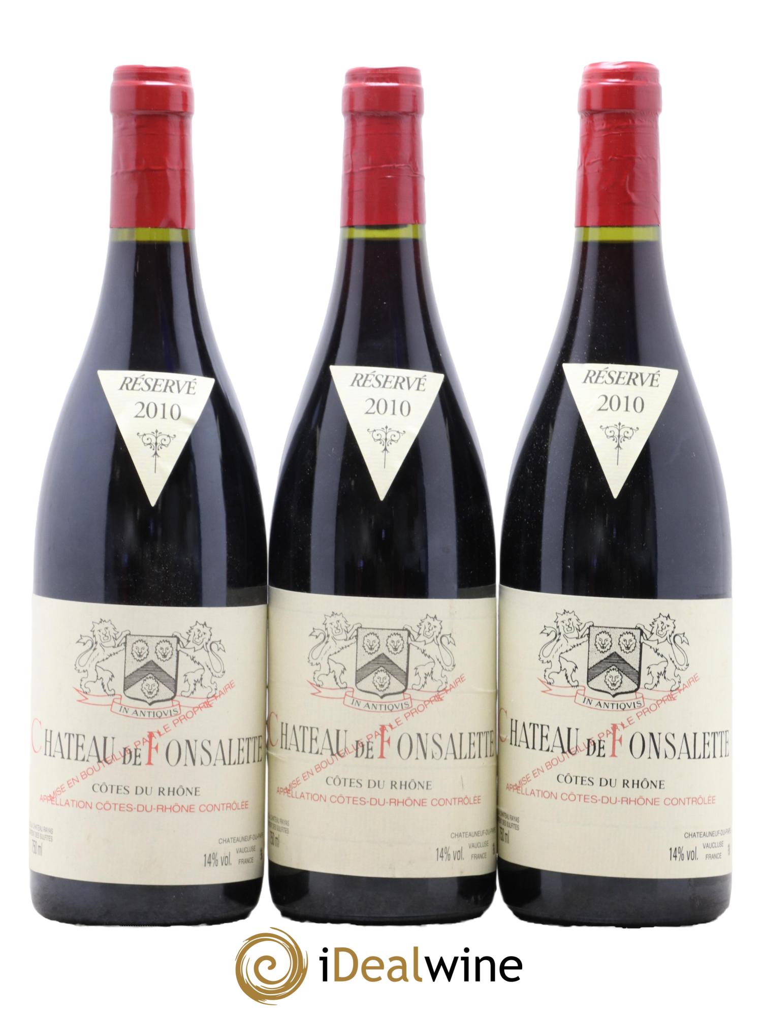 Côtes du Rhône Château de Fonsalette Emmanuel Reynaud 2010 - Lotto di 3 bottiglie - 0