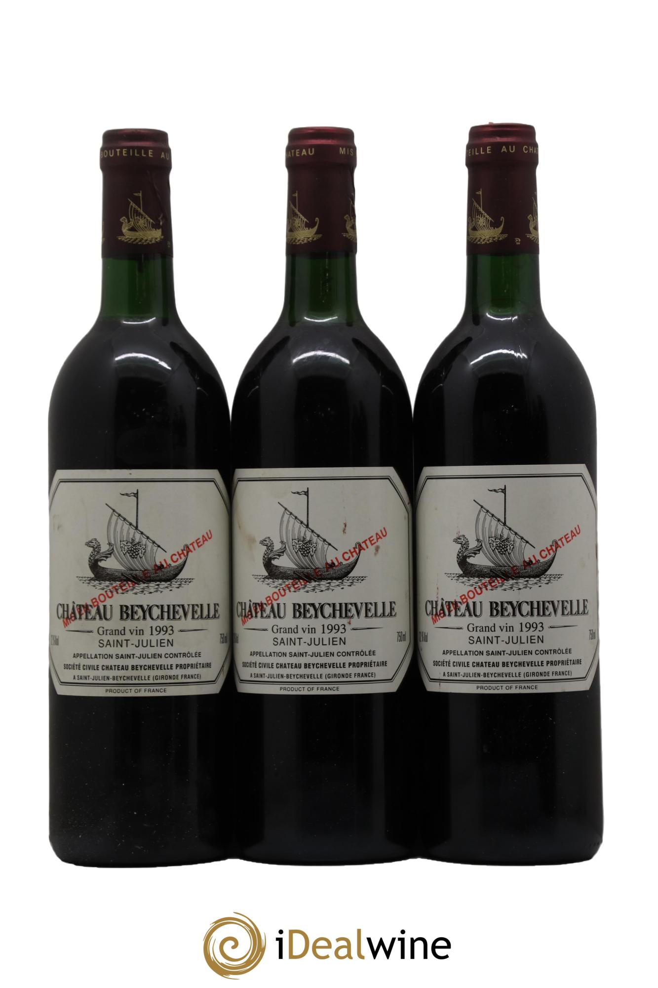 Château Beychevelle 4ème Grand Cru Classé  1993 - Lotto di 3 bottiglie - 0