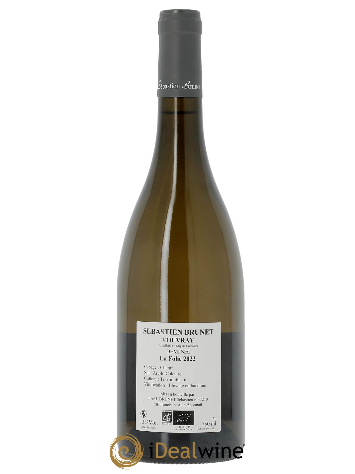 Vouvray La Folie Sébastien Brunet  2022 - Lot de 1 bouteille - 1