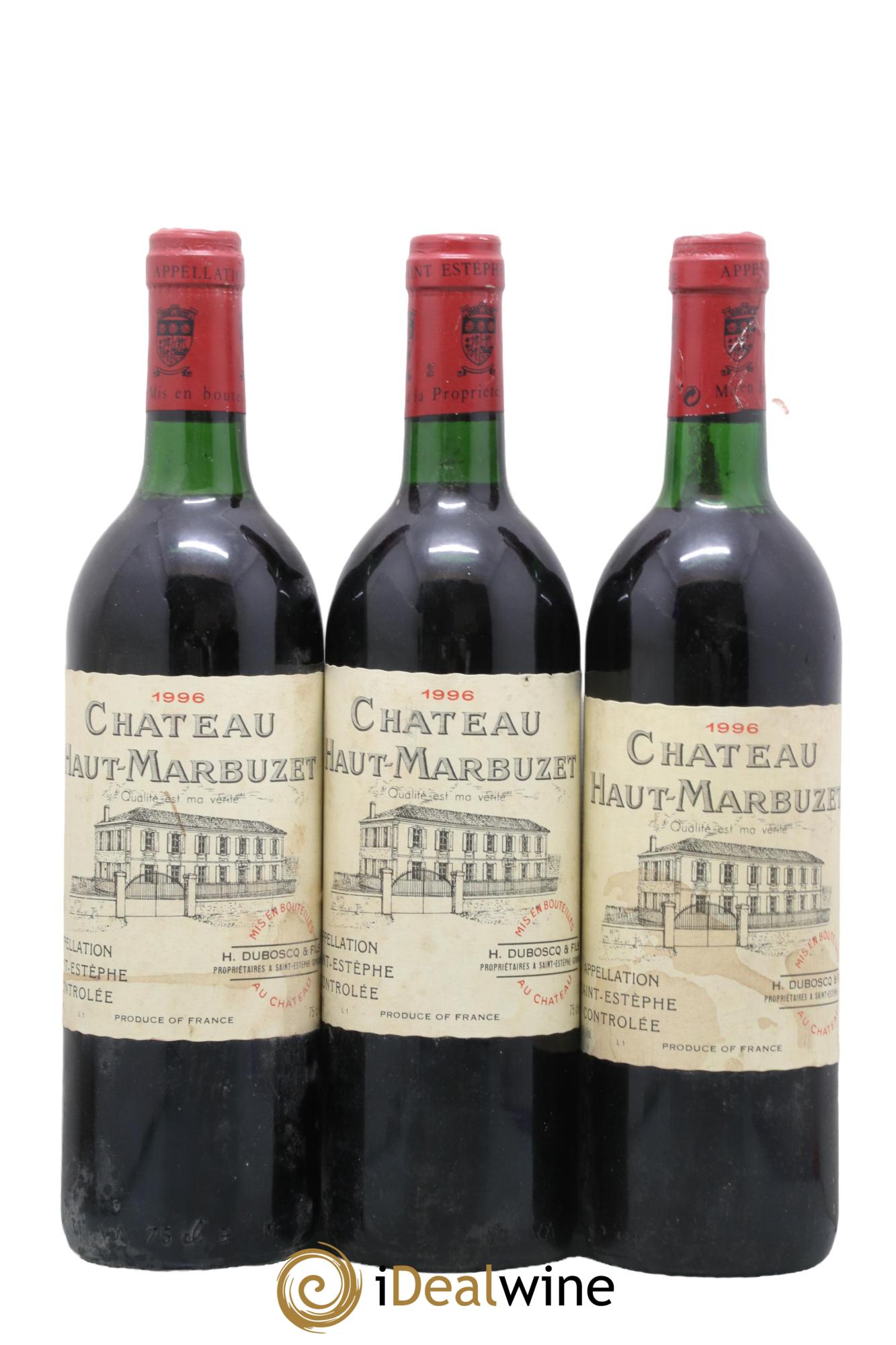 Château Haut Marbuzet 1996 - Lotto di 3 bottiglie - 0